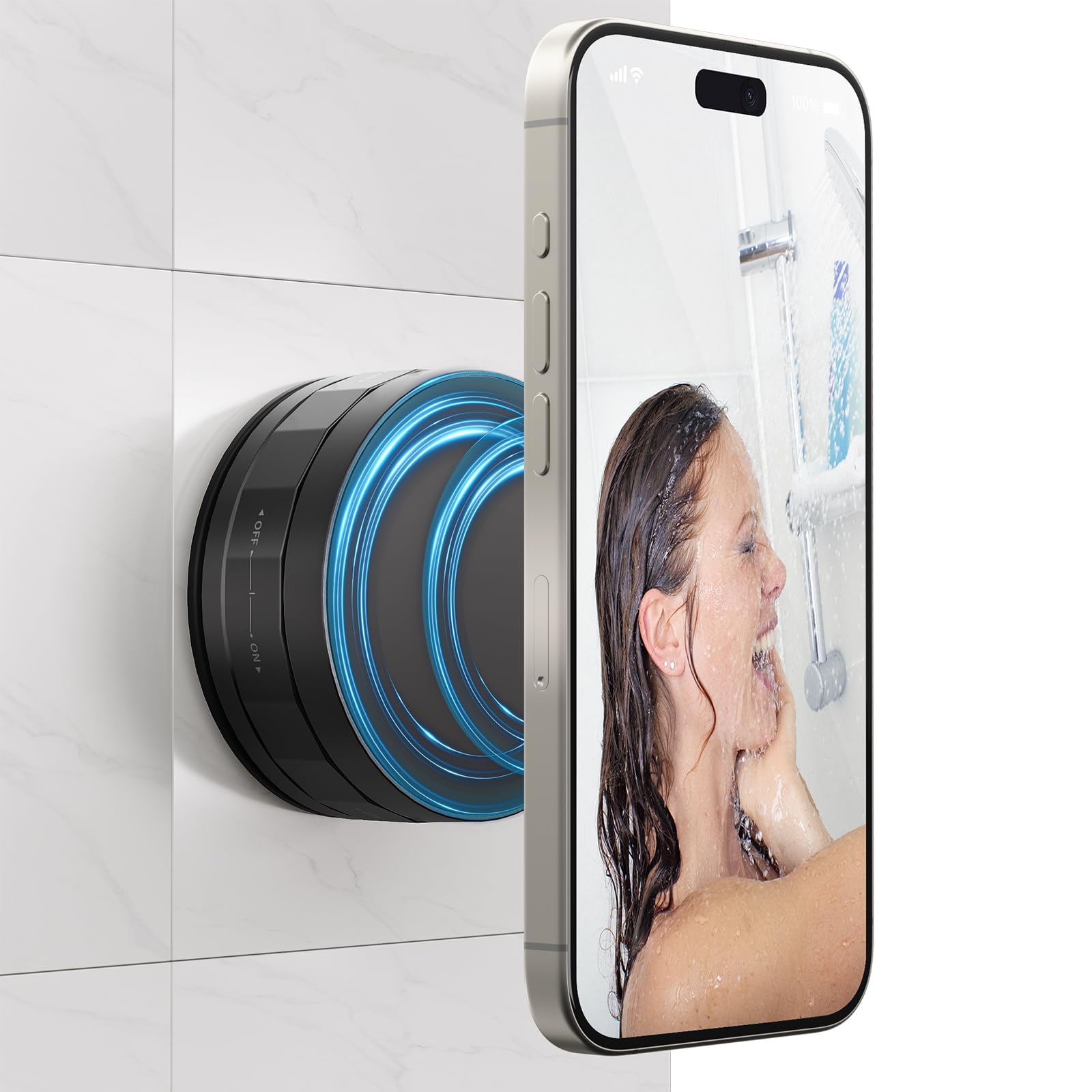 Cloudvalley Magnetic Shower Mirror Phone Holder, Portable Vacuum Suction Cup Phone Mount For Iphone 16 15 14 13 12, Hands-Free P
