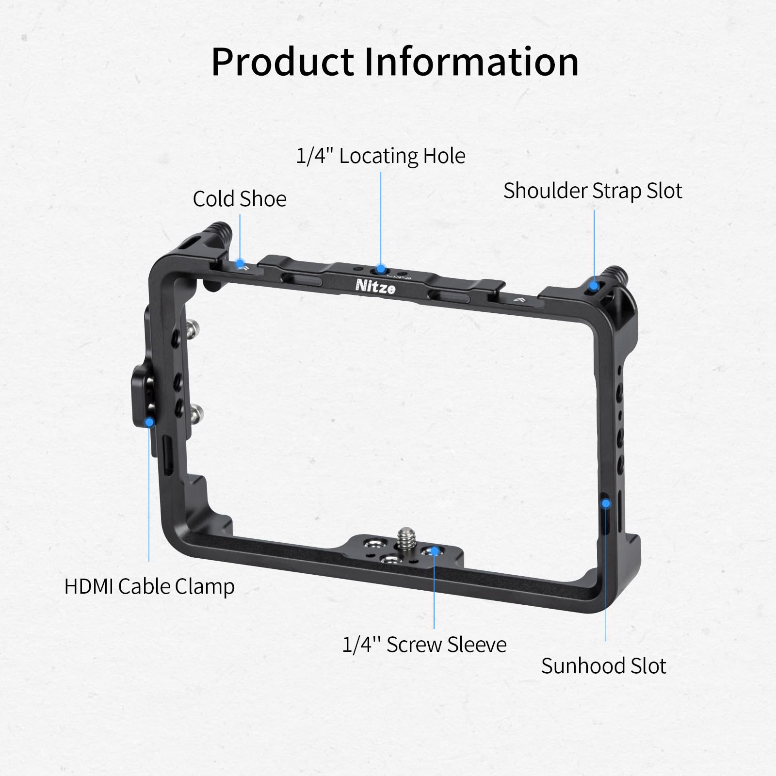 Nitze Cage For Portkeys Lh5P / Lh5P Ii 5.5'' Monitor With Sunhood And Hdmi Cable Clamp   Jt I01B