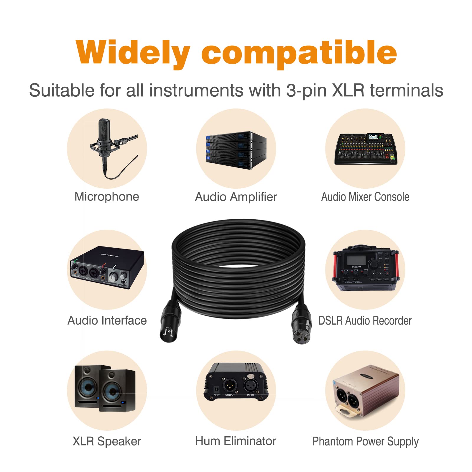 Hooh Xlr Cable 25Ft 2 Pack, Microphone Cables, Xlr Microphone Cable Male To Female Balanced Dmx Cable Suitable For Microphones,R