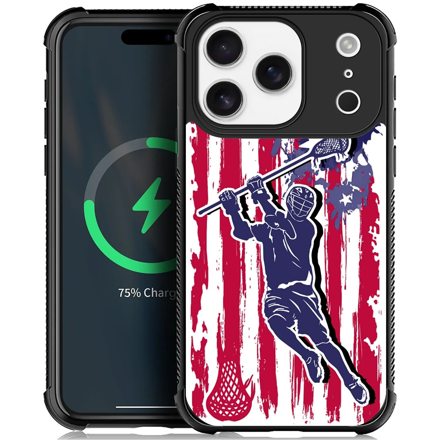 Deaorew for iPhone 17 Pro Case | Compatible with MagSafe | Classic Slim Cover Design | Lacrosse American Flag