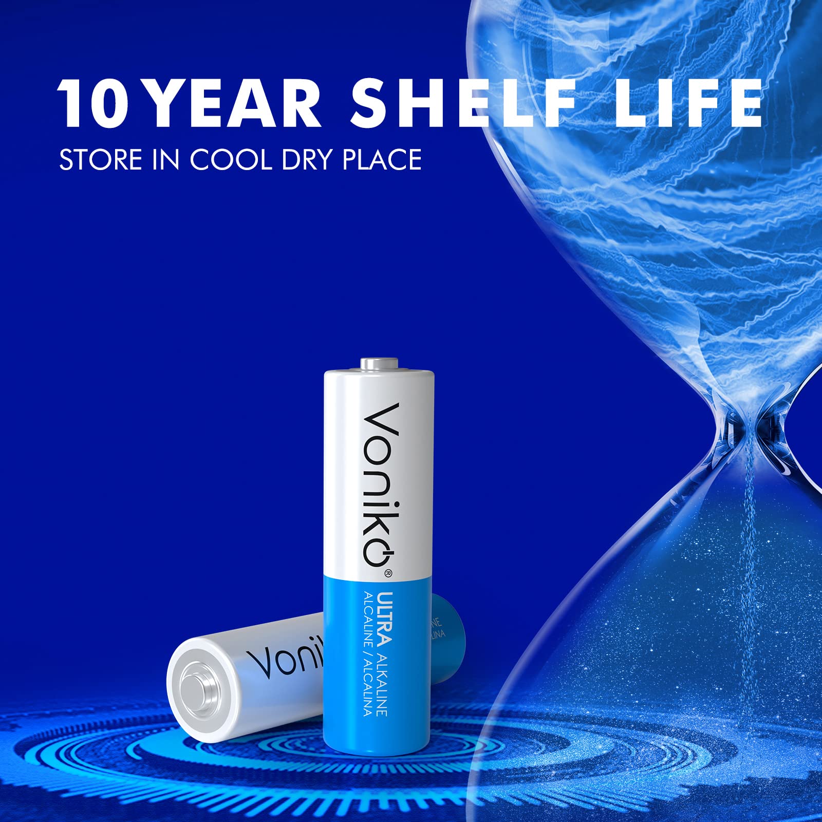 Voniko AA Alkaline Batteries 48 Pack Ultra Long-Lasting 1.5V LR6 10-Year Shelf Life Leakproof
