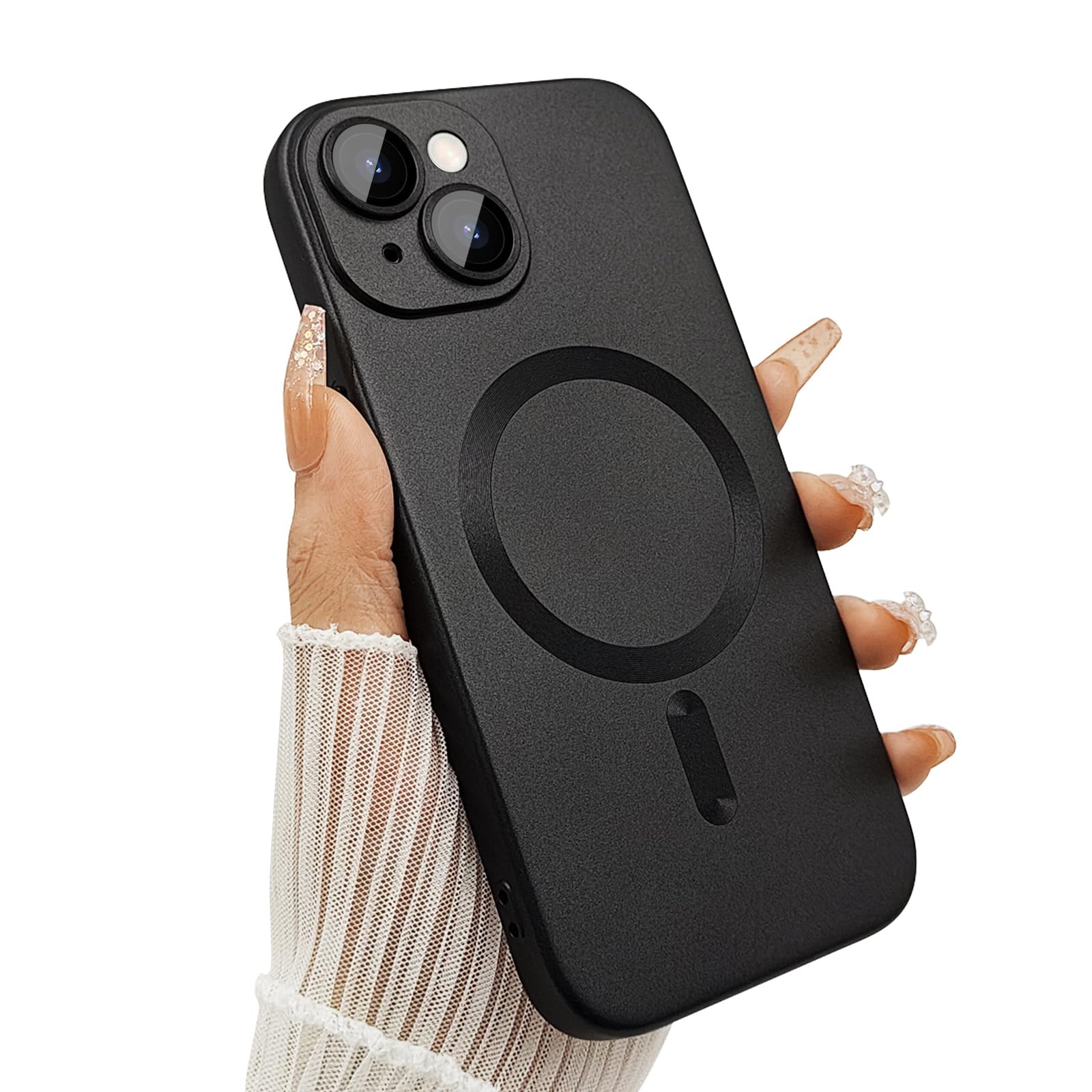 Ankofave Magnetic Case For Iphone 14 Plus Phone Case For Women, Shockproof Matte Luxury Soft Metallic Luster Design With Camera