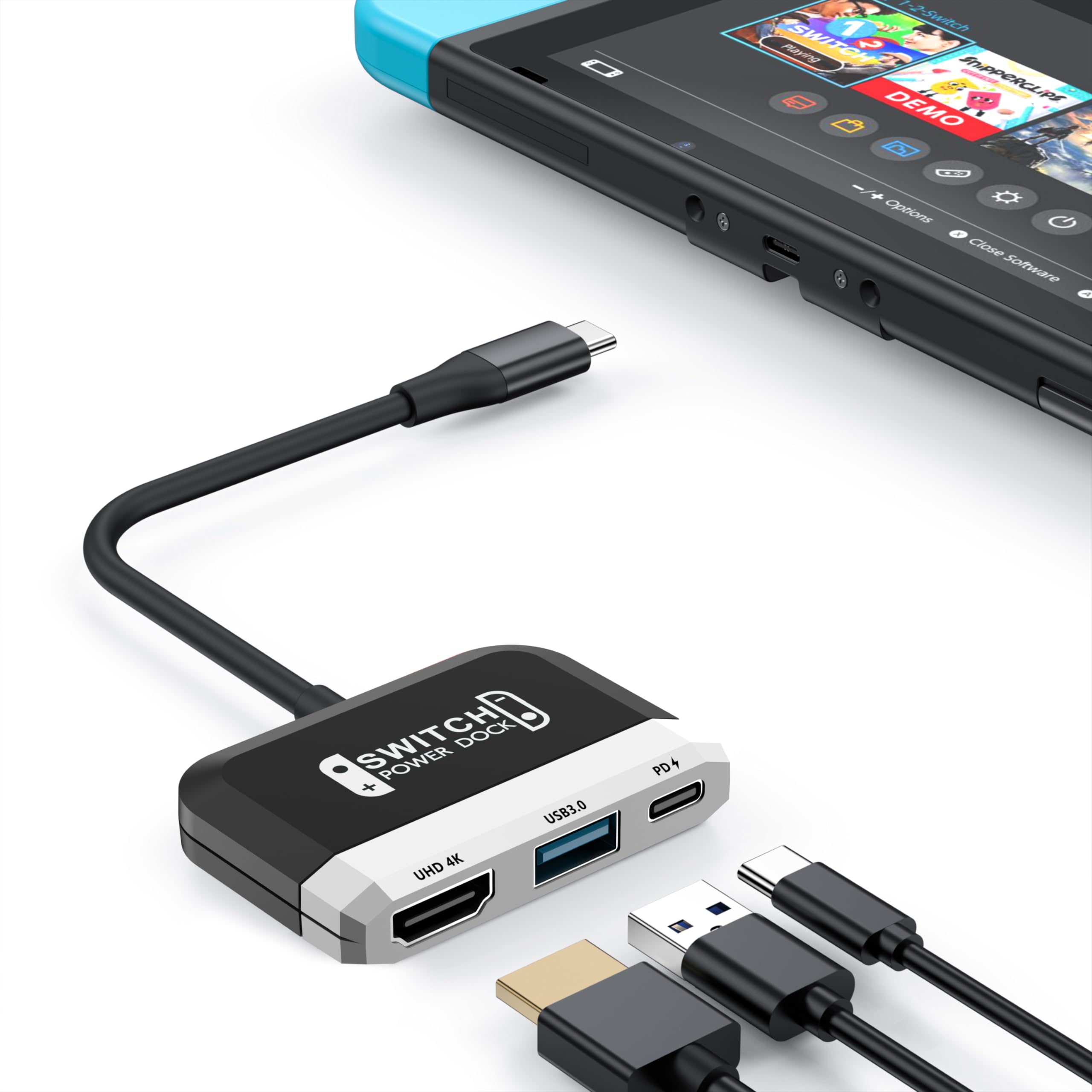 RREAKA Switch Dock for Nintendo Switch OLED, 3 in 1 Switch TV Adapter with 4K HDMI, USB 3.0 Port, Type C 100W Charging, Portable