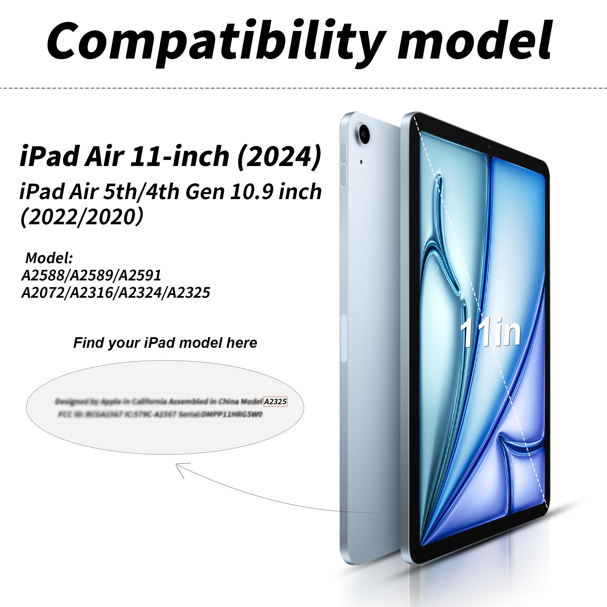 Aoub Case For Ipad Air 11 Inch M2 (2024), Ipad Air 5Th/4Th Generation (2022/2020) 10.9 Inch Case With Pencil Holder, Trifold Sta