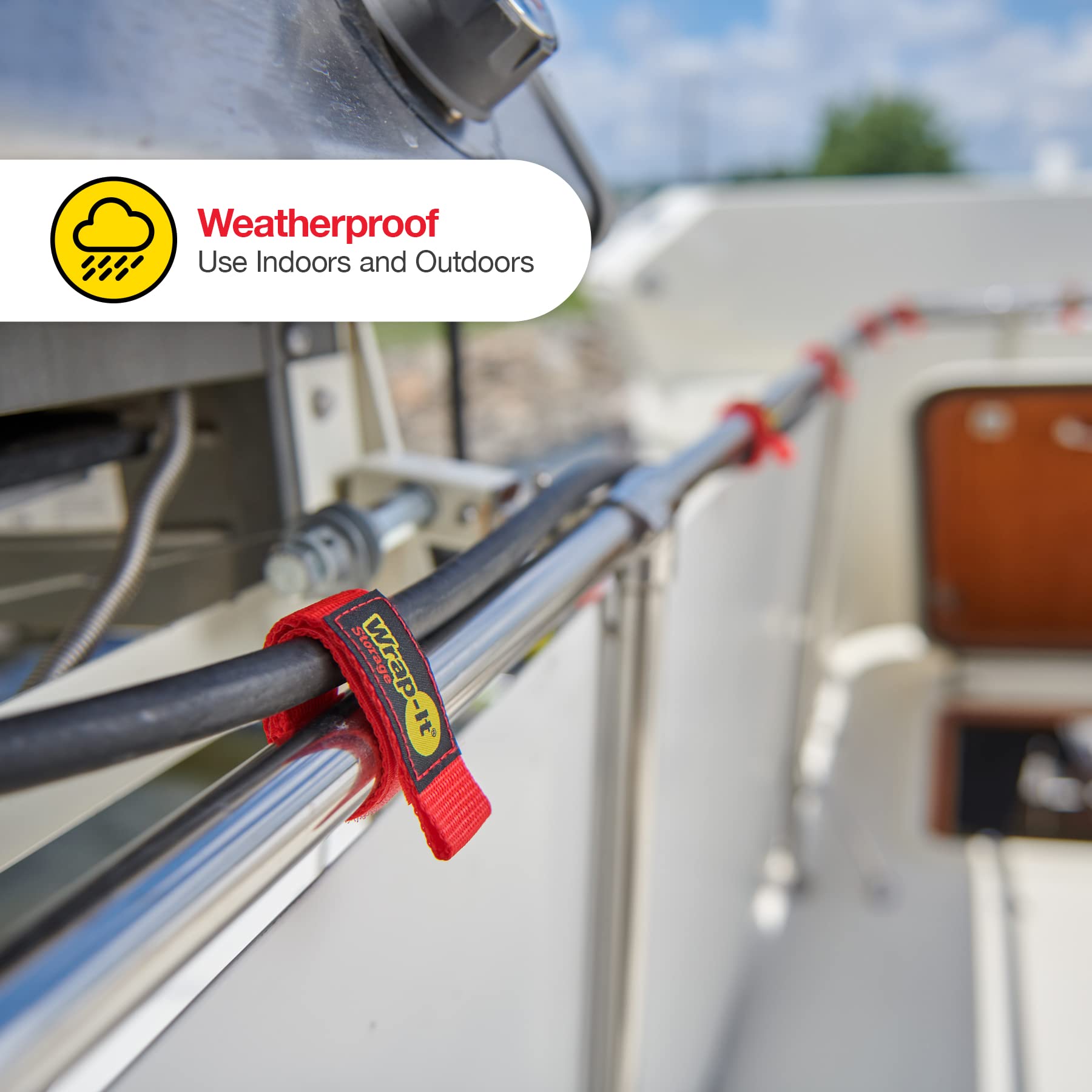 Wrap It Storage Quick Strap Cord Wraps, 9 Inch (12 Pack) Red   Hook And Loop Strap, Extension Cord Holder Gifts For Boat, Rope,