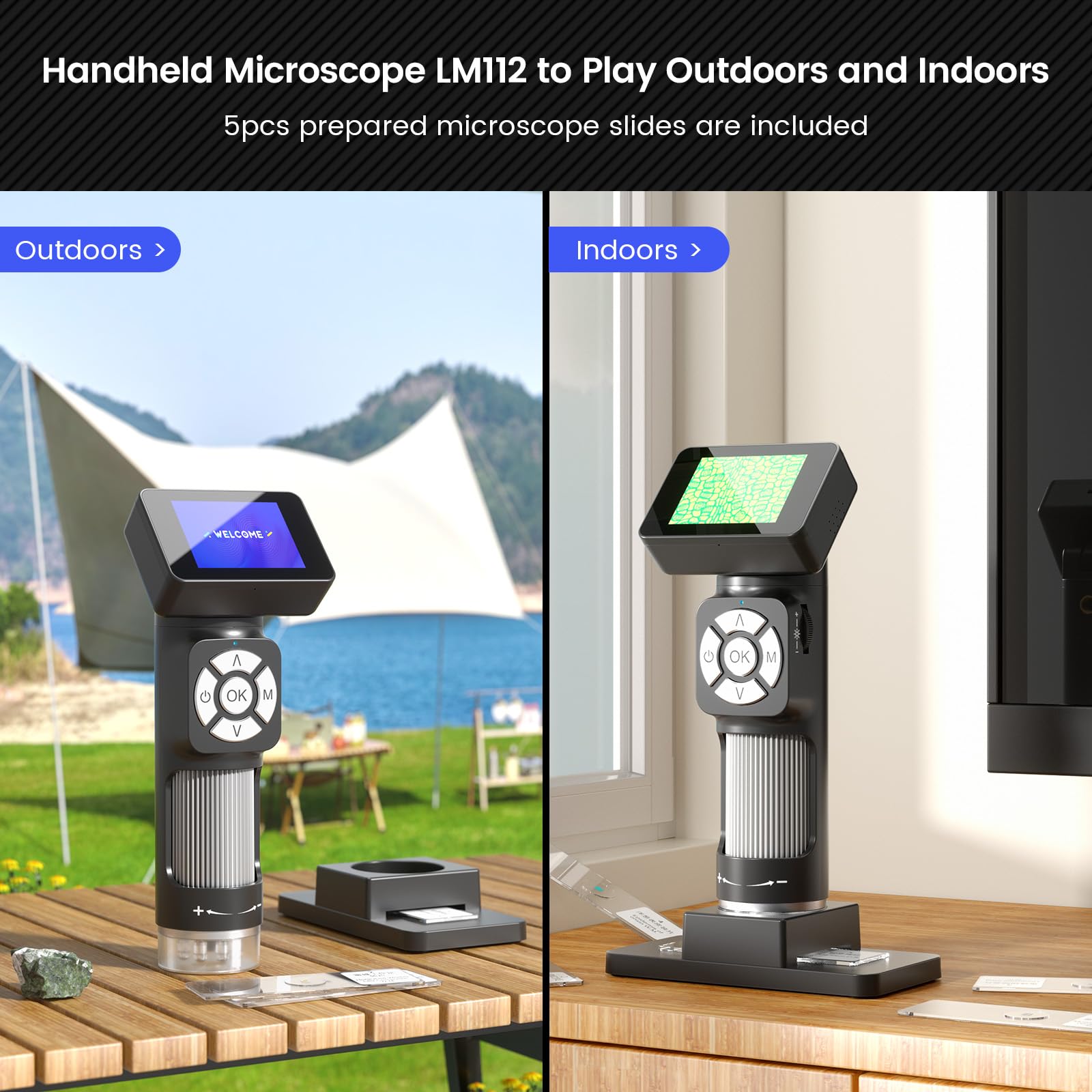 Linkmicro Lm112 Microscope For Kids 8 12, Handheld Microscope With 2'' Screen, 500X Portable Microscope Kit With Case, Usb Magni