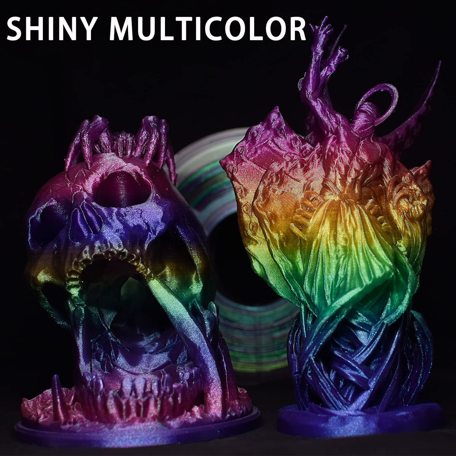 Locyfens Rainbow Pla Filament 1.75Mm, 3D Printer Filament Multicolor Pla Filament, Color Change Shiny Pla Filament 1.75Mm, 3D Pr