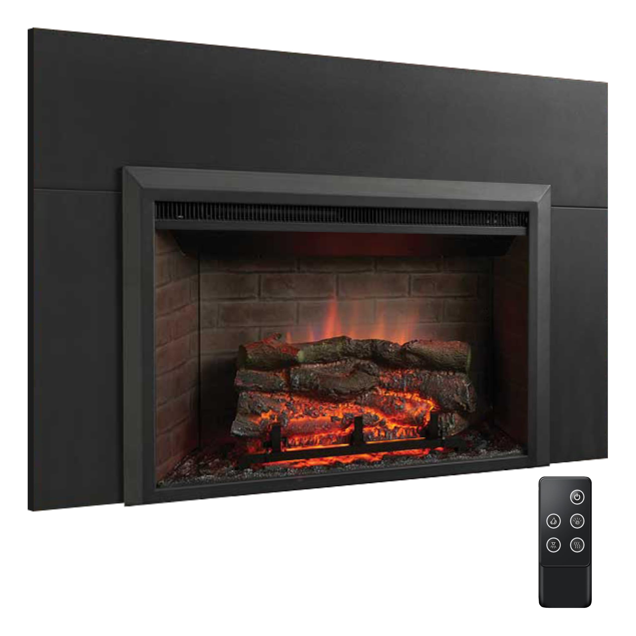 SimpliFire Electric Fireplace Insert, 32-Inch Black Traditional Fire Place with Large Surround, Textured Logs and Remote Control