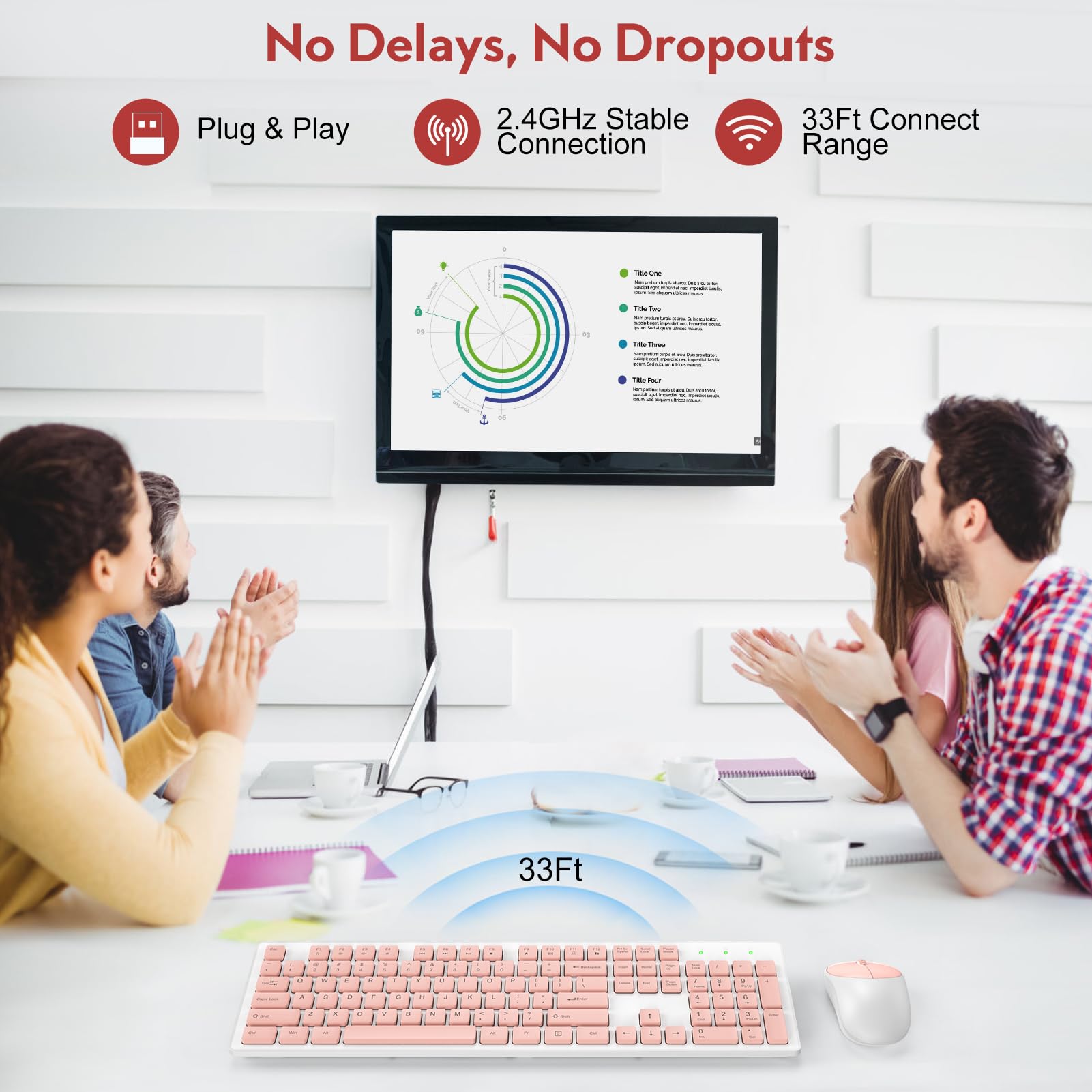 Wireless Keyboard And Mouse, Trueque Silent 2.4Ghz Cordless Full Size Usb Mouse Combo, Long Battery Life, Lag Free For Computer,