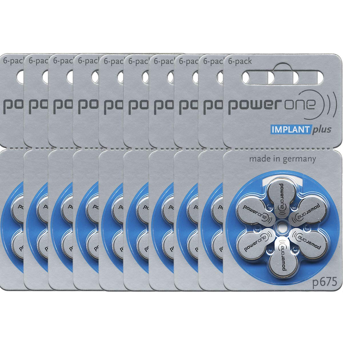 60 Mercury Free Hearing Aid Batteries Size: 675P Cochlear Implant By Power One