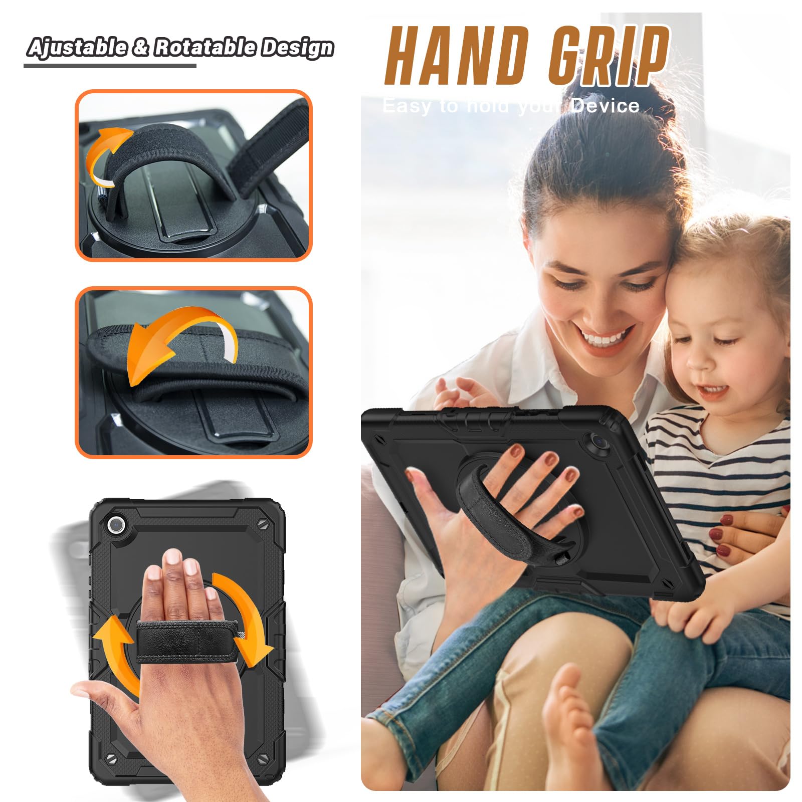 Herize Case Compatible With Galaxy Tab A9+ Plus 11 Inch Model Sm X210/X216/X218 With Screen Protector Pen Holder Stand Shoulder