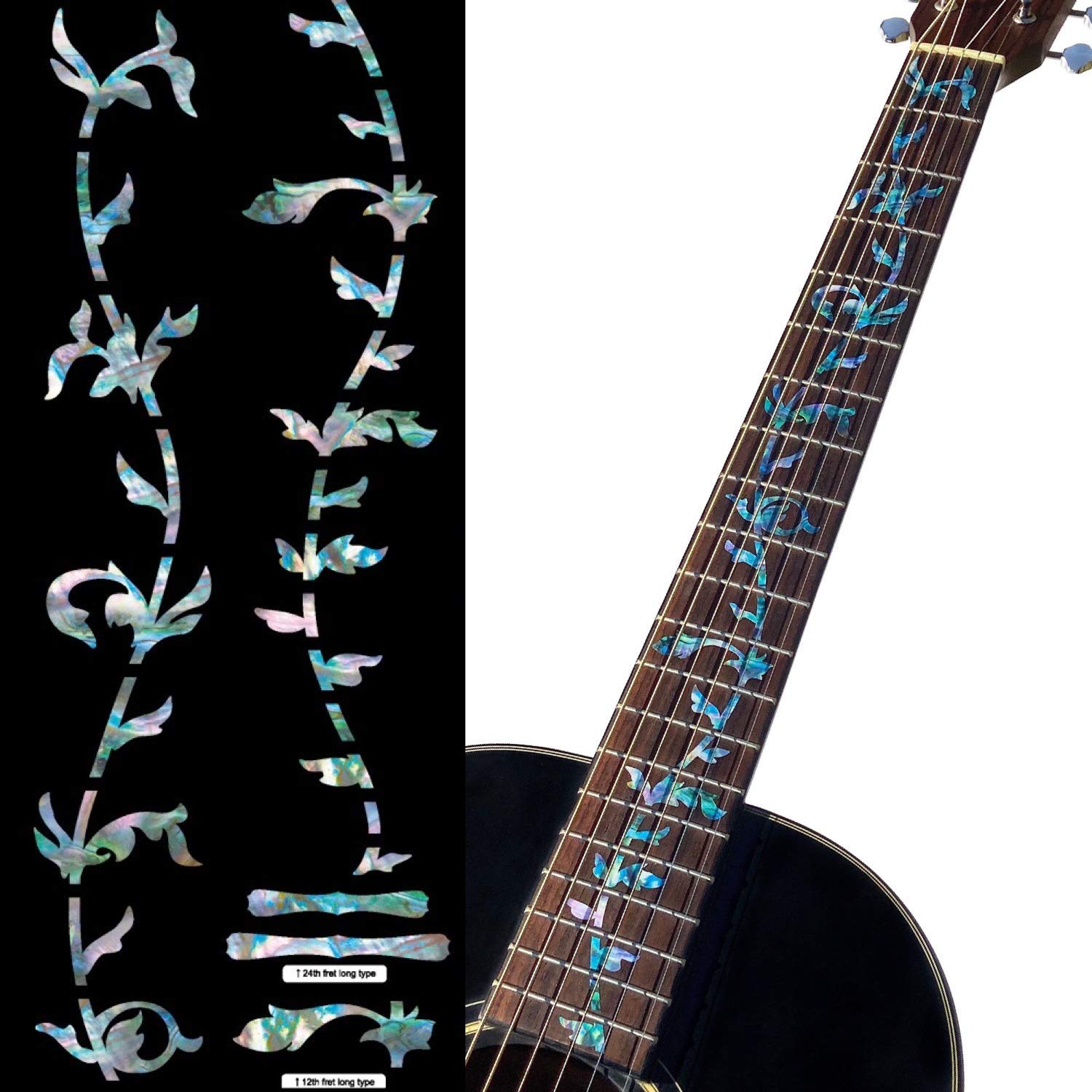 Inlay Sticker Fret Markers For Guitars   Tree Of Life   Abalone Mix