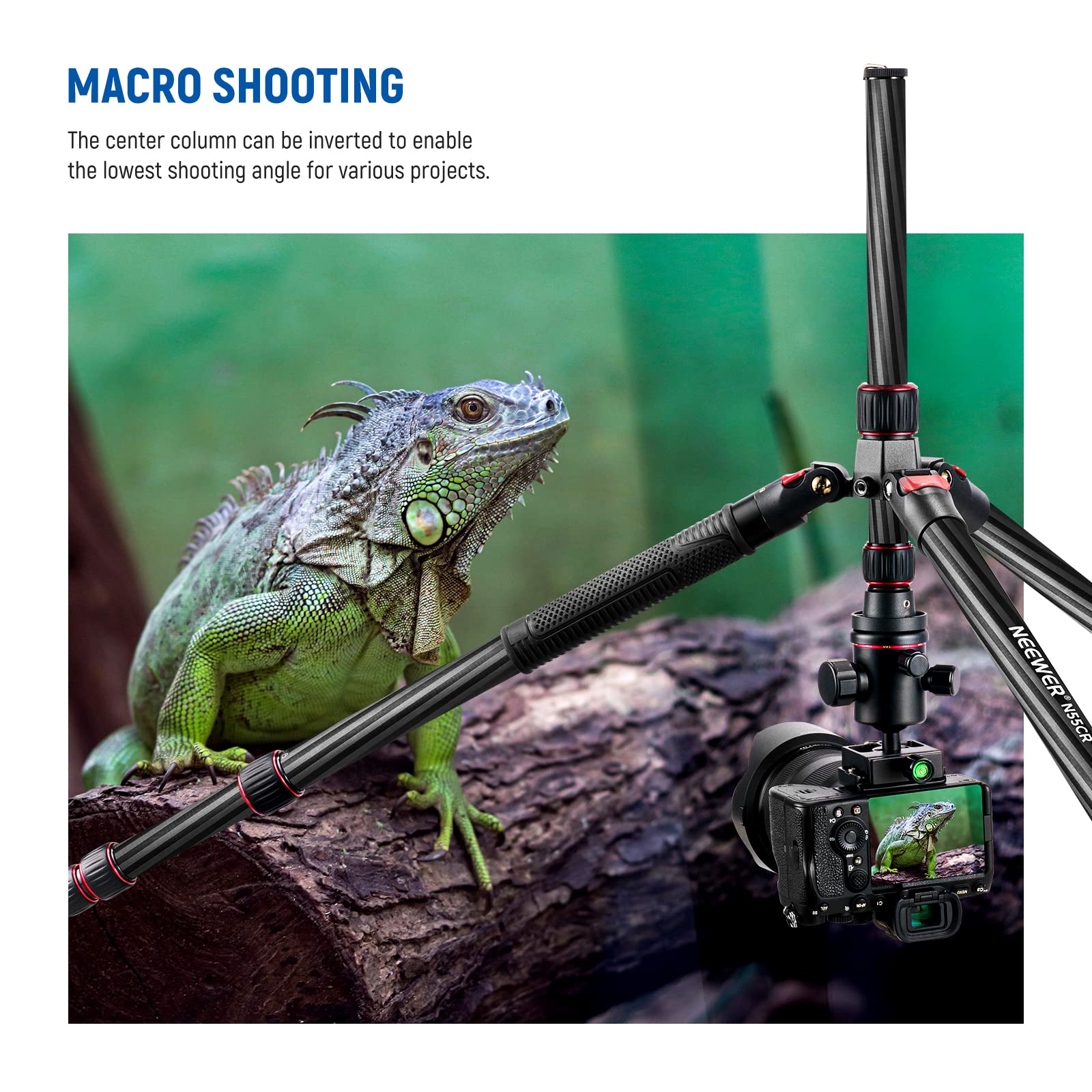 Neewer Upgraded 80.7'' Carbon Fiber Camera Tripod Monopod With Telescopic 2 Section Center Axes, 360 Panorama Ballhead, 1/4'' Ar