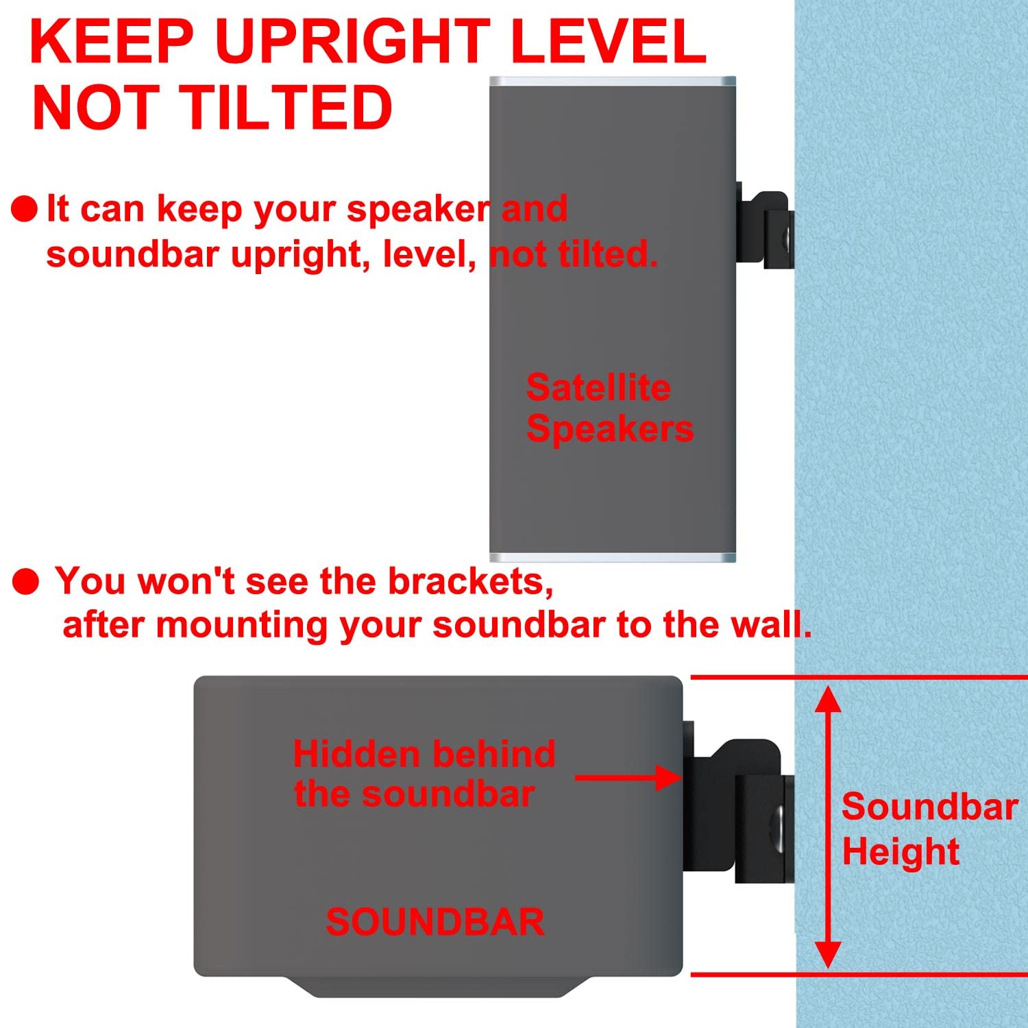 Pbxifge Soundbar Wall Mount Bracket For Vizio Soundbar, Speaker Wall Mounts For Surround Sound Or Bookshelf Speakers, Wall Mount