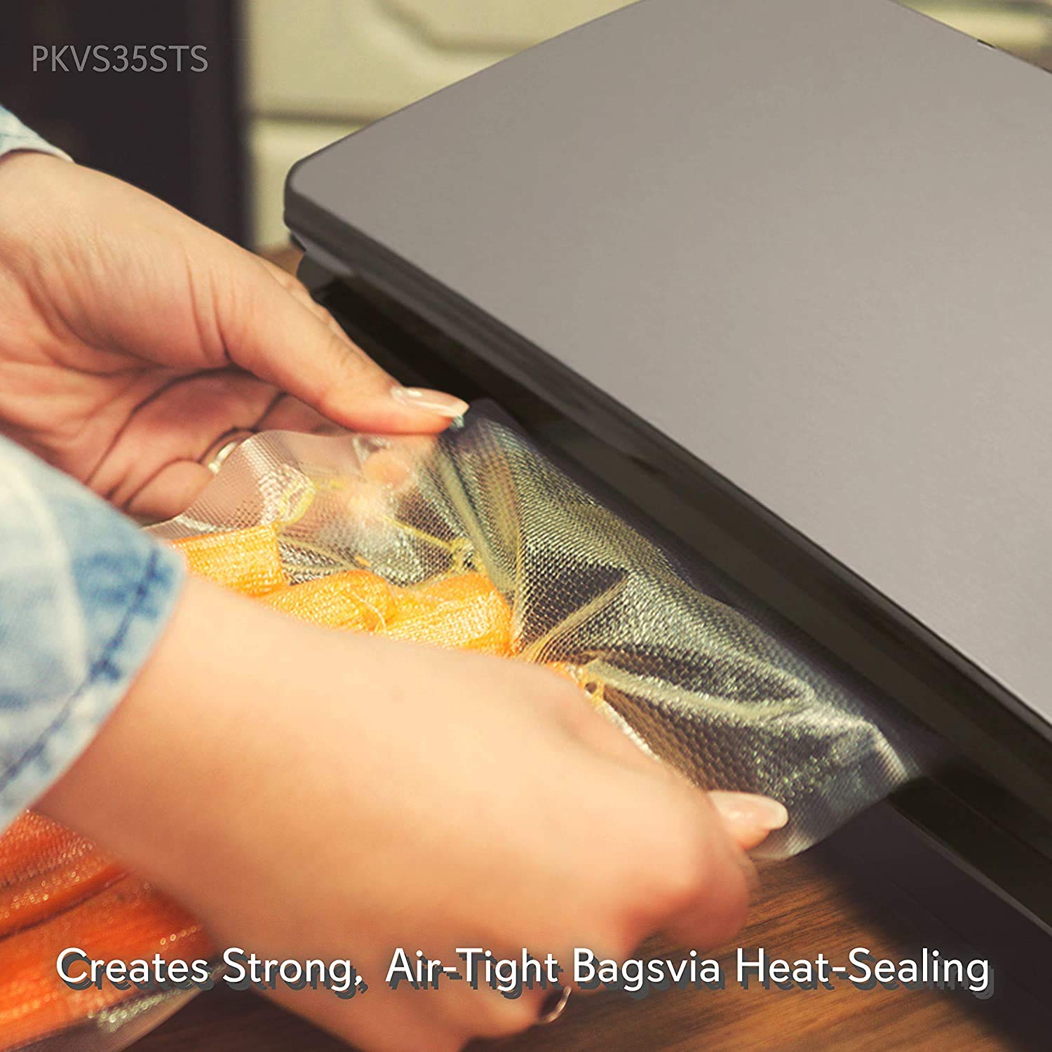 Automatic Food Vacuum Sealer System   110W Sealed Meat Packing Sealing Preservation Sous Vide Machine W/ 2 Seal Modes, Saver Vac Roll Bags, Vacuum Air Hose   Nutrichef Pkvs35Sts (Stainless Steel)