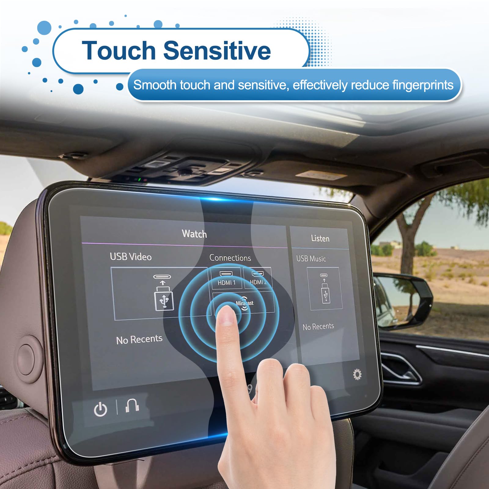 Coleya (2Pack) 2021 2024 2025 Tahoe Screen Protector For Chevrolet Tahoe Rear Seat 12.6 Inch Display, 9H Tempered Glass 2023 202