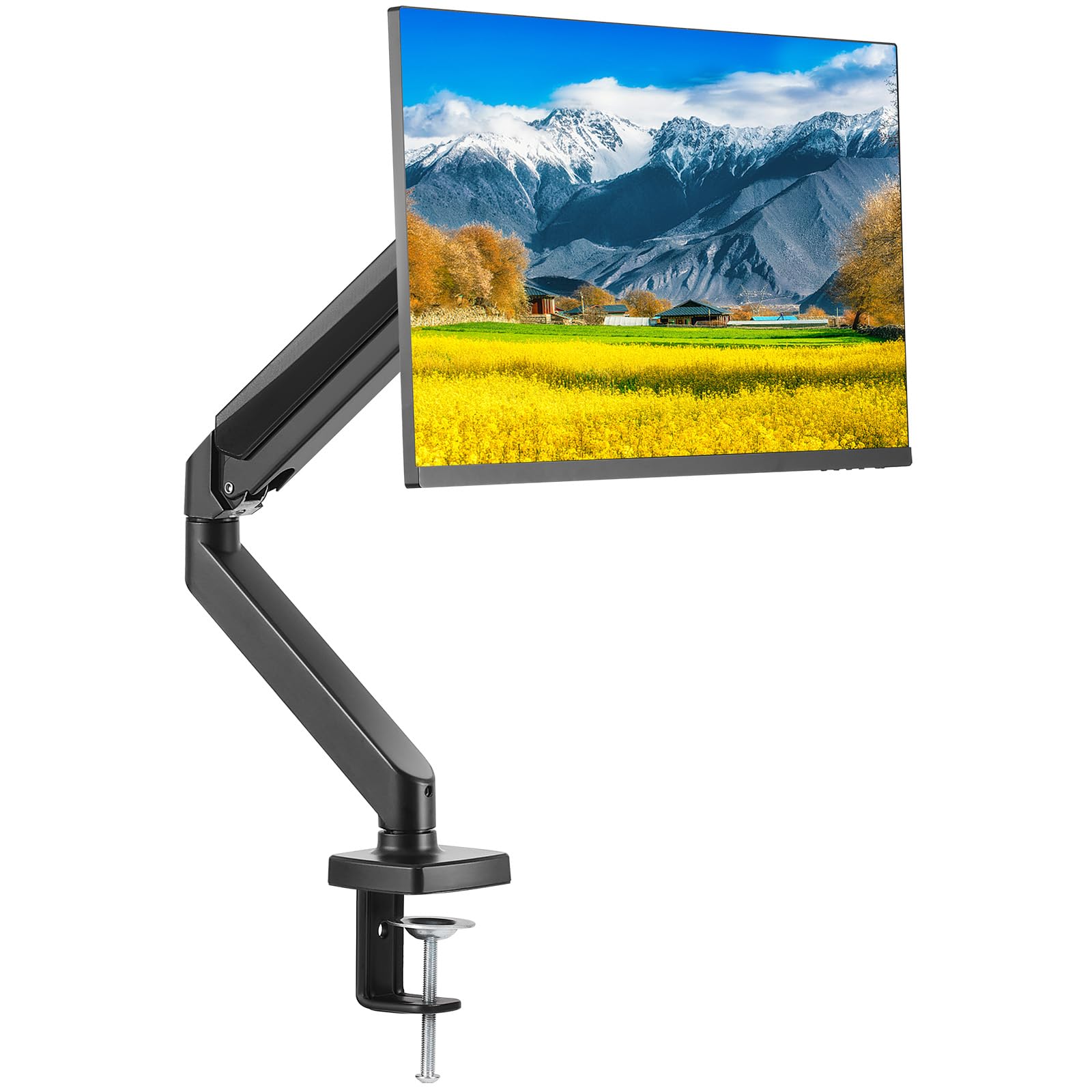 VEVOR Single Monitor Mount for 13-32 Screens, Gas Spring Monitor Arm for Flat/Curved Computer Screens, Holds up to 20 lbs, with 