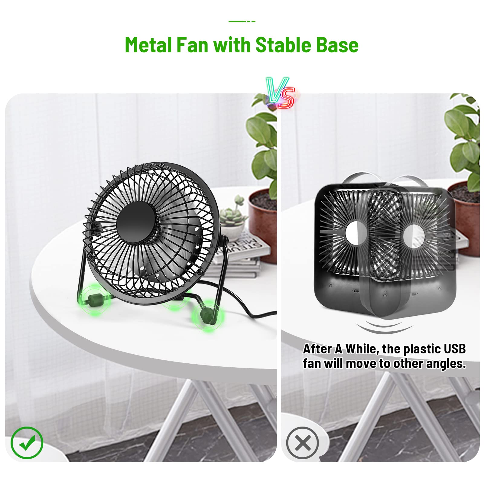 Amken Small Desk Fan, 4 Inch Usb Fan Powered By Usb, 360 Rotation   Small Fans For Bedroom, Office, Table   Ultra Quiet Personal