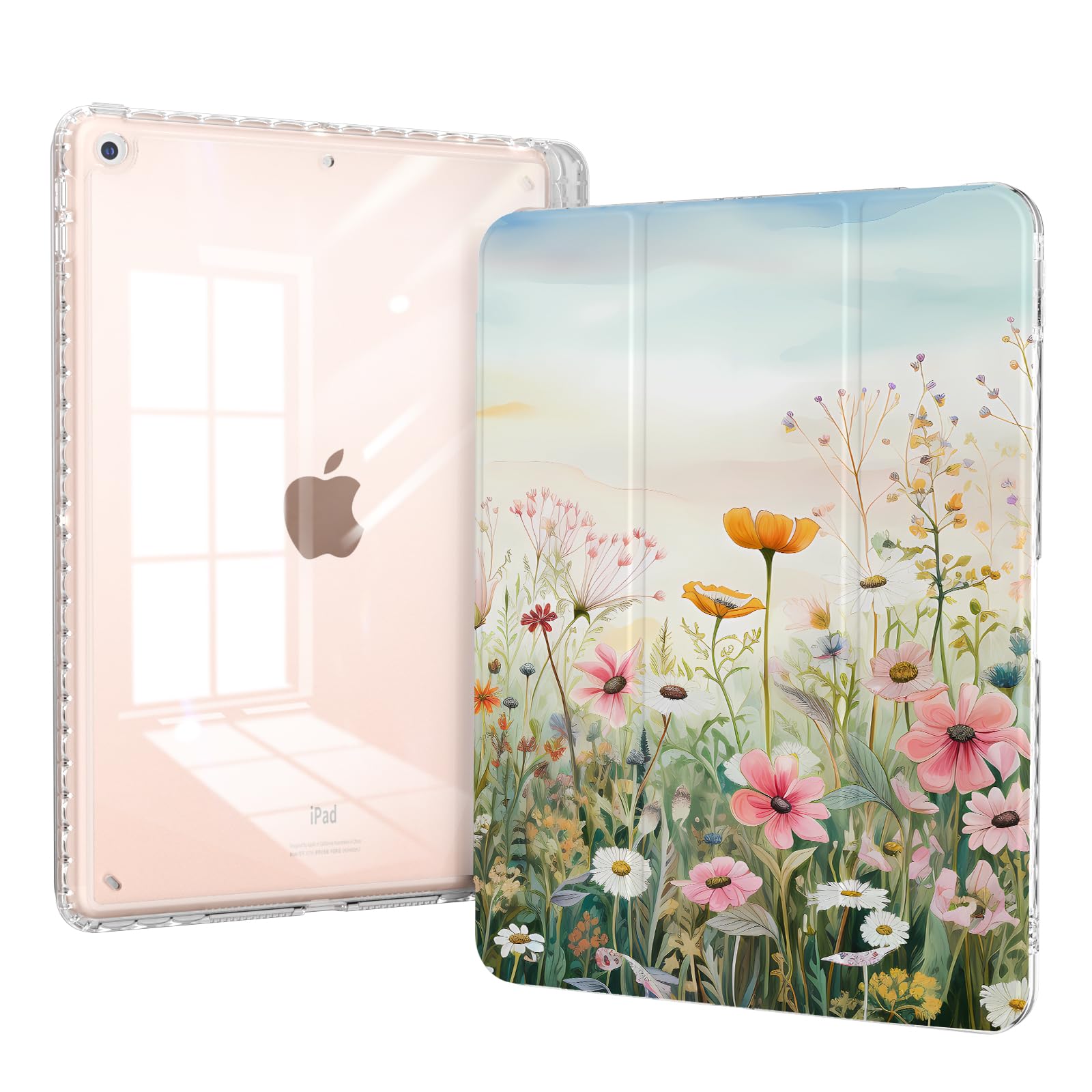 Piznernico Slim Trifold Case For Ipad 9Th/8Th/7Th Generation, Ipad Case 10.2 Inch 2021/2020/2019 With Pencil Holder, Shockproof