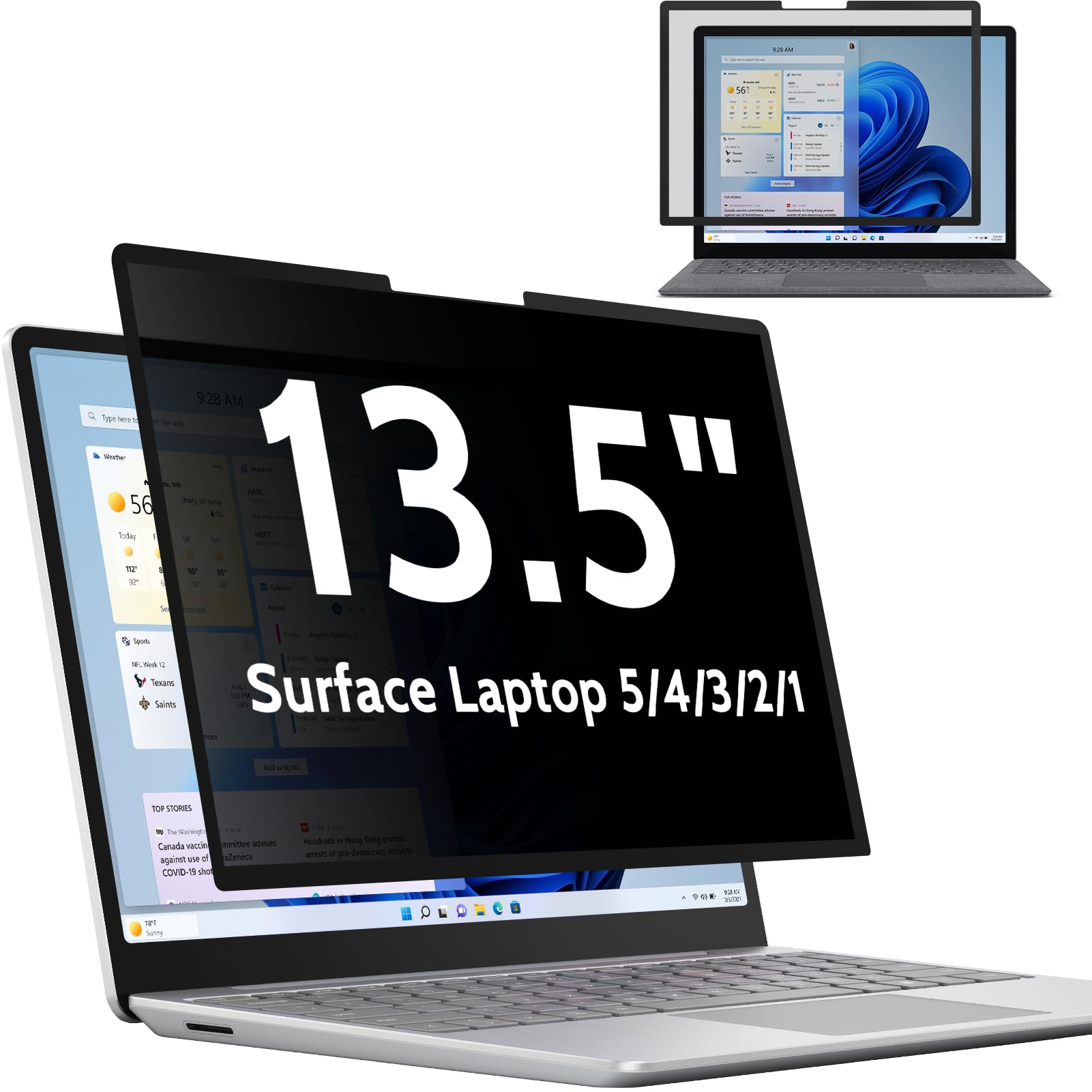 Mamol Upgrade Privacy Screen For Microsoft Surface Laptop 1/2/3/4/5 Th Gen 13.5 Inch, Fully Removable Anti Spy Glare Blue Light