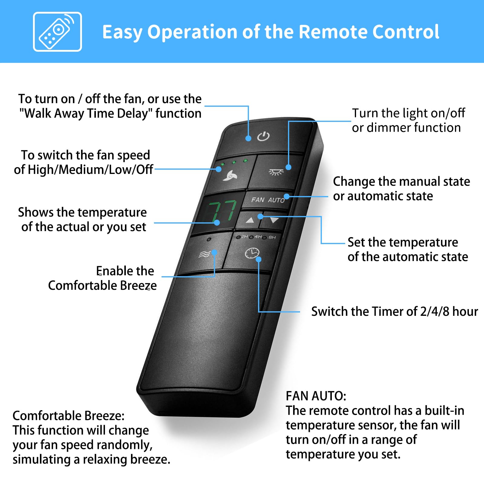 Universal Ceiling Fan Remote Control Kit For Hampton Bay Home Decorators Collection Hunter Harbor Breeze,Thermostatic Remote Con