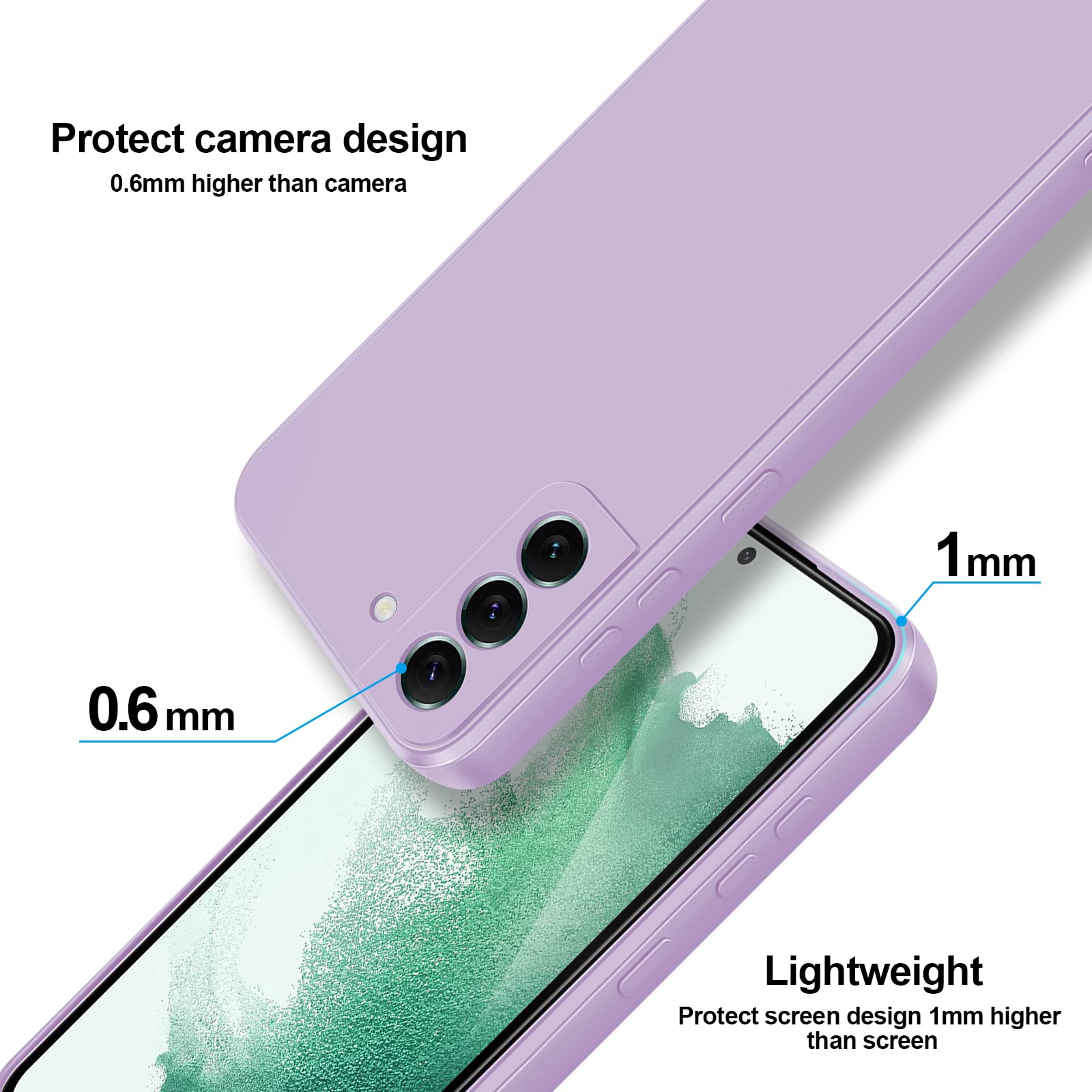 Giiyoon Silicone Case Compatible With Samsung Galaxy S22 5G, Full Body Silky Soft Touch Phone Case With Camera Protection, Shock