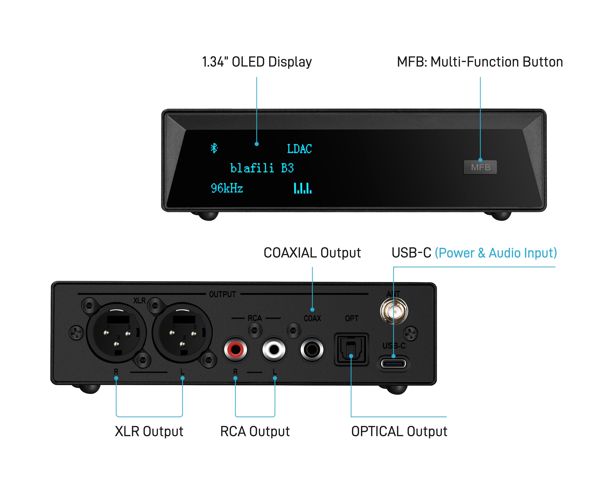 Blafili B3 Professional Xlr Bluetooth V5.1 Music Receiver, Ldac & Aptx Hd Streamer, Built In Ess Dac, Analog Rca, Digital Optica