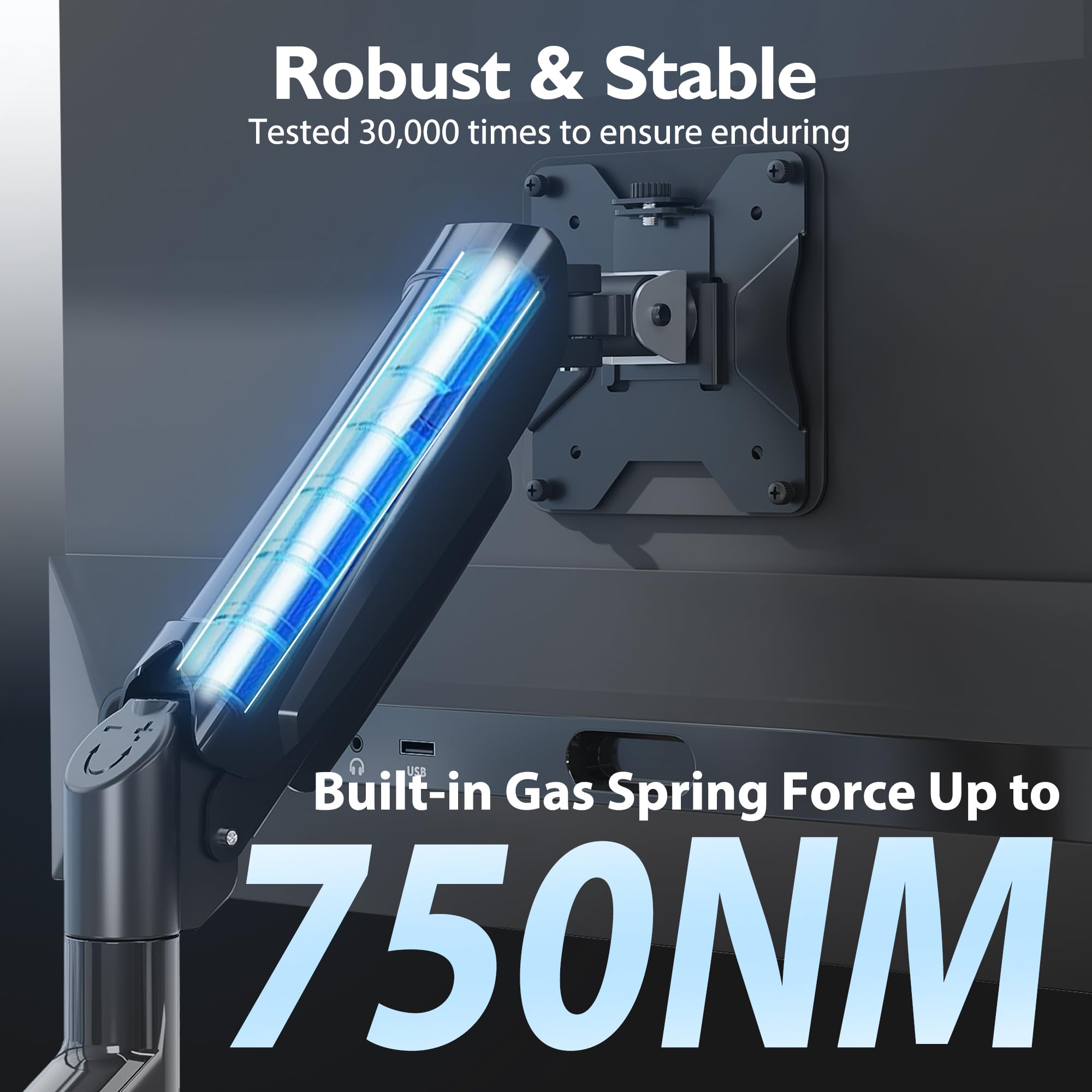 Bontec Dual Monitor Mount For 13 32 Inch Screens, Tall Computer Monitor Stand, Adjustable Gas Spring Monitor Arm With Tilt, Swiv