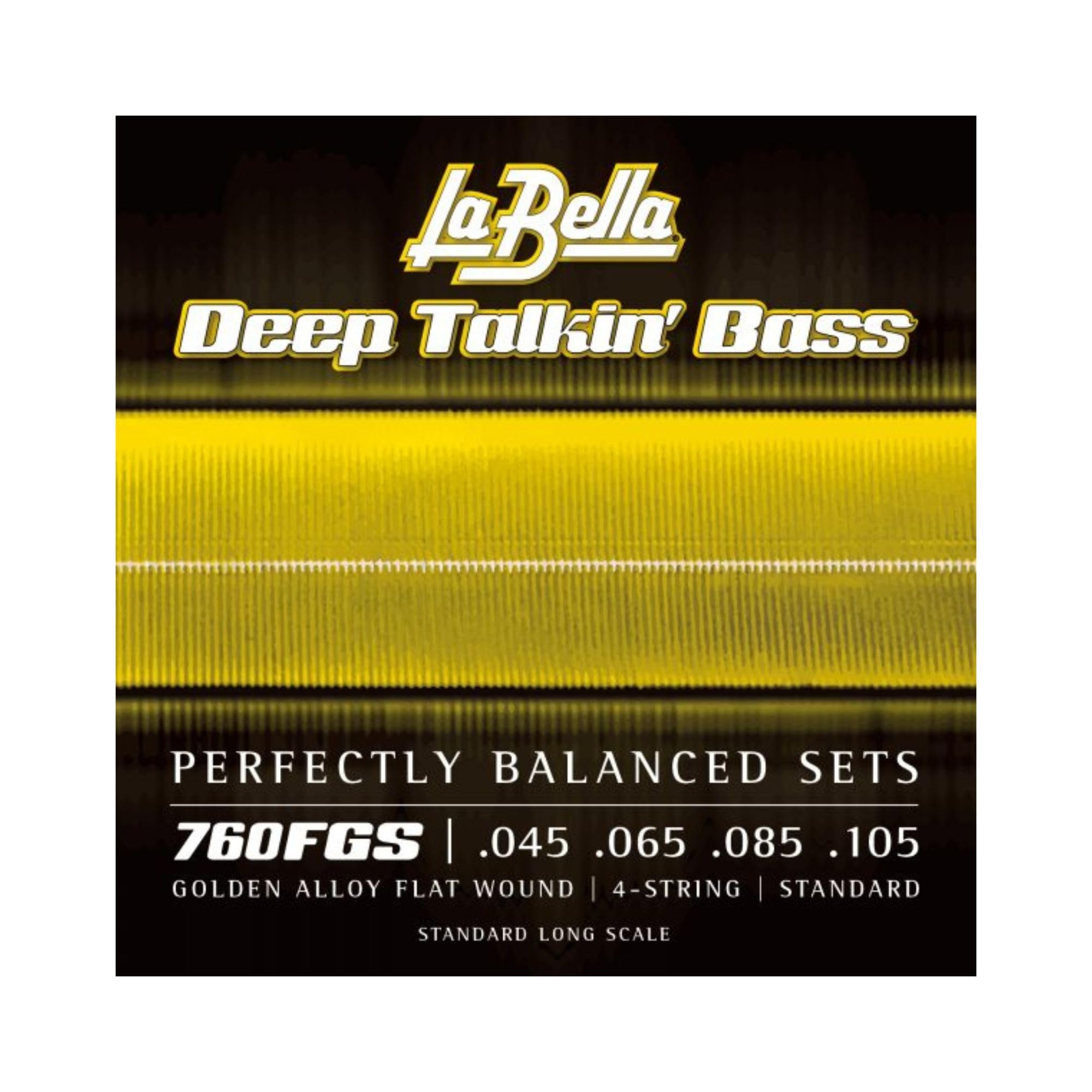 La Bella 760FGS Deep Talkin Bass Golden Alloy Flat Wound 4- String Standard Long Scale 45-105