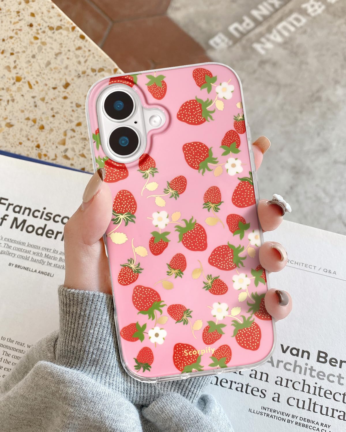 Scorpify For Iphone 16 Case [Compatible With Magsafe] With Strawberry Party Fruit Design, Cute Floral Magnetic Phone Cover For W