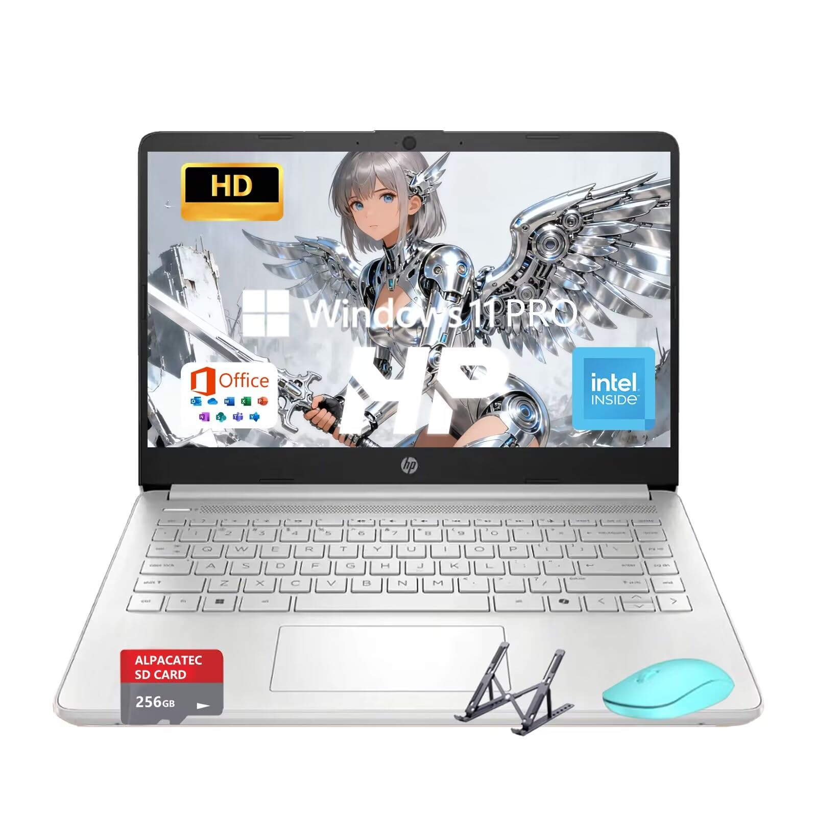 HP 14 Laptop, Ultra Light Student Bussines Laptop, Intel 4-Core N150(Beats N4120), 16GB RAM, 192GB Storage(128GB UFS+64GB SD Car