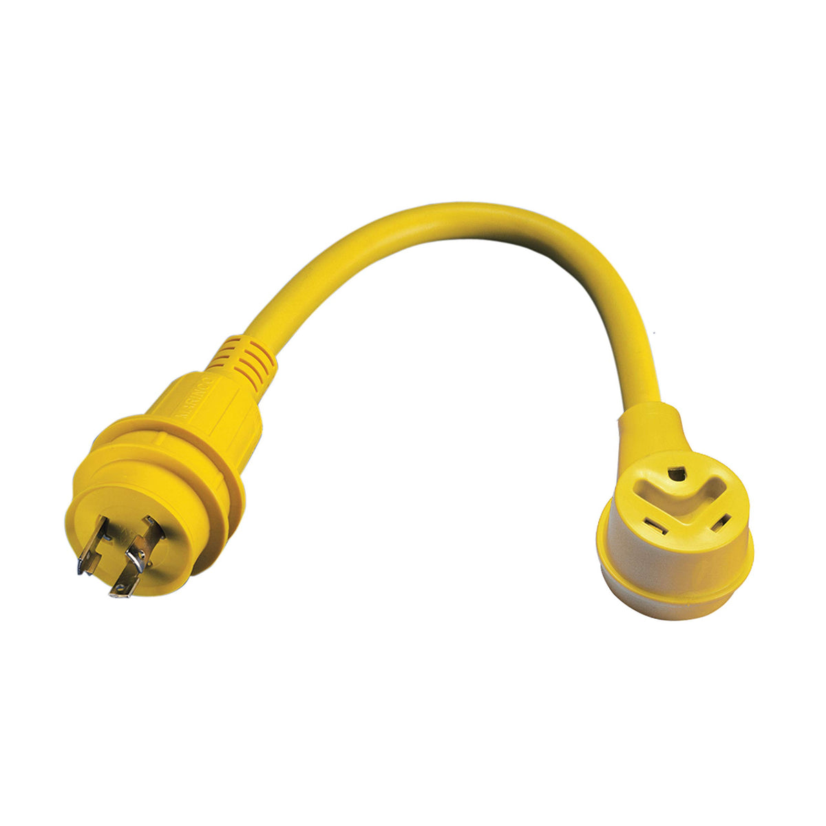 Marinco Parkpower 30 Amp, 125V Locking Male Plug To 30 Amp, 125V Female Side Generator Adapter, Yellow