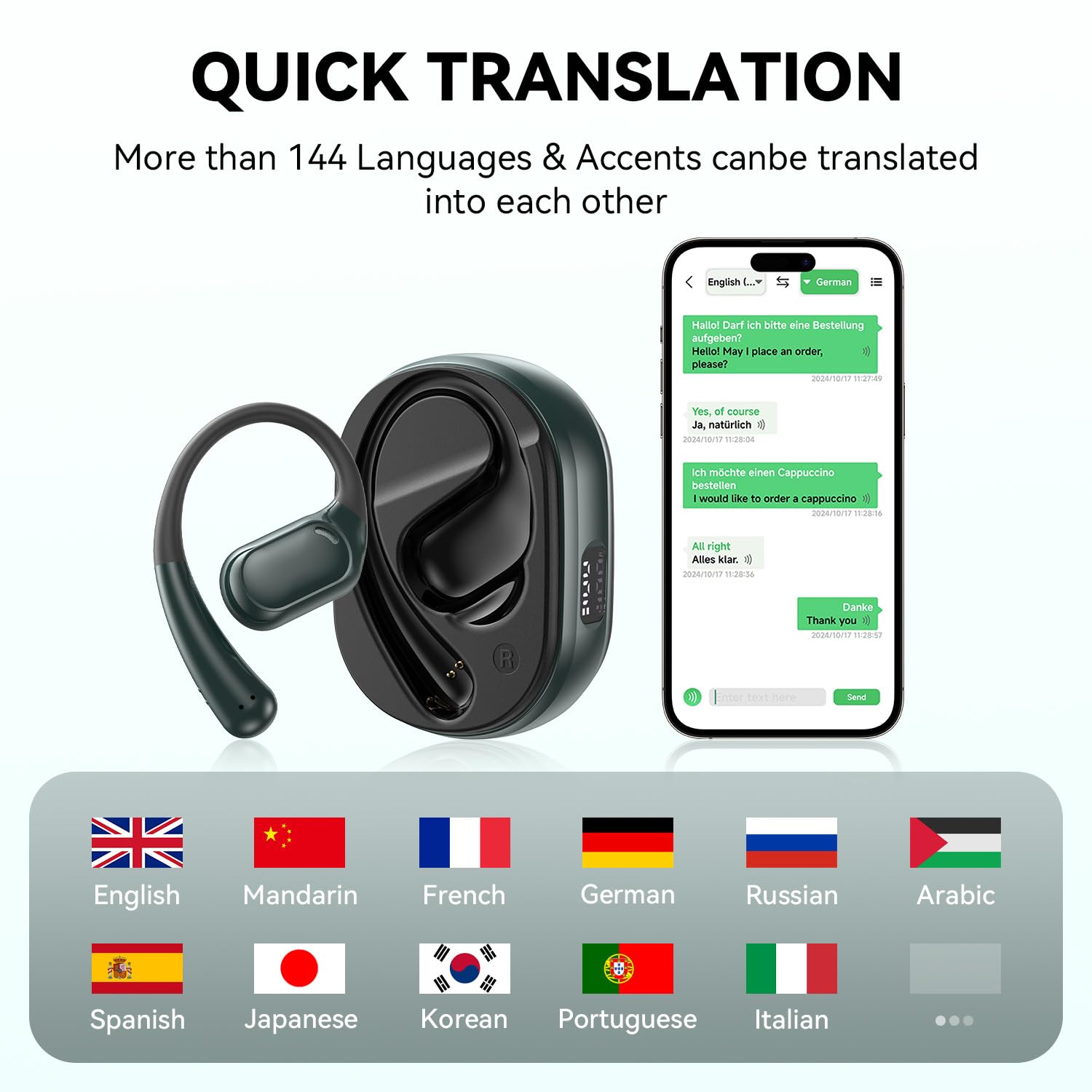 Language Translation Earbuds, Ai Translation Earbuds Real Time With 144 Languages & Accents Online, Translator Device With App S