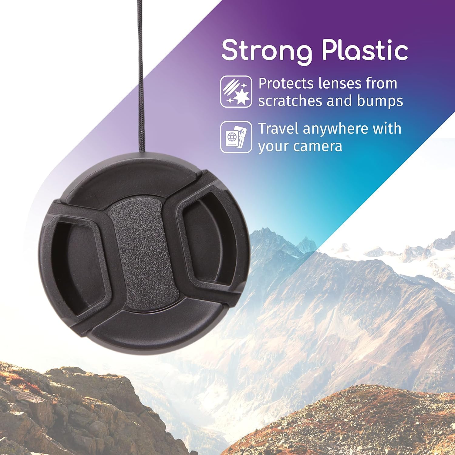 Camdesign 52Mm Snap On Front Lens Cap/Cover For Canon, Nikon, Sony, Pentax All Dslr Lenses + Camdesign Wristband Lens Focus Ring