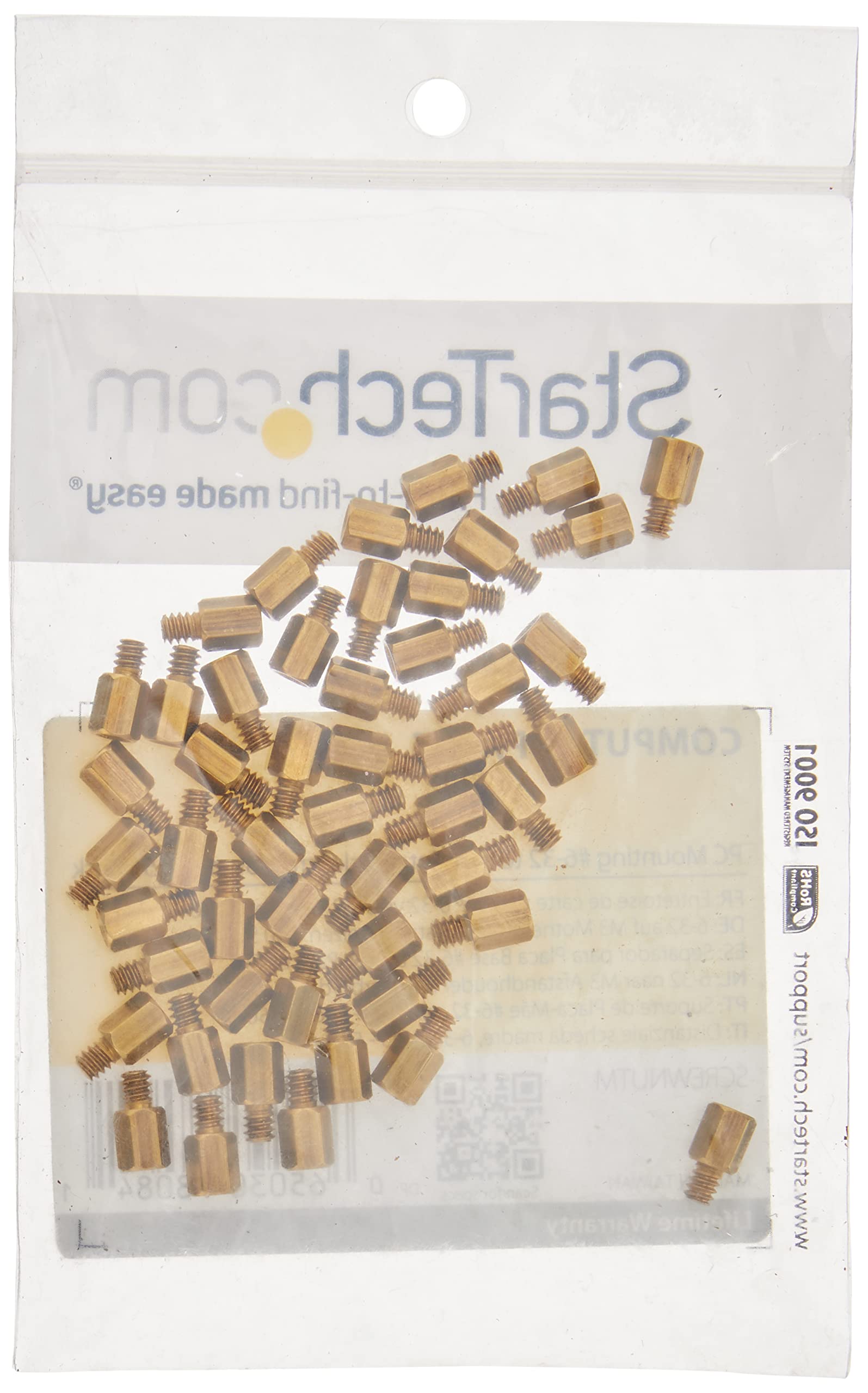 Startech.Com Metal Jackscrew Standoffs #6 32   Jackscrew Standoff   0.2 In (Pack Of 50)   Screwnutm