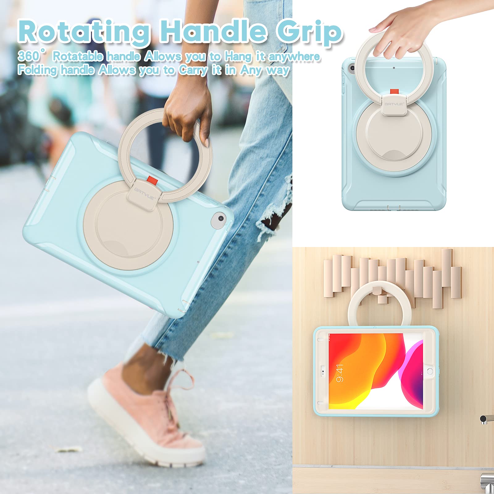 Batyue Ipad Mini 5 Case & Ipad Mini 4 Case;For Ipad Mini 5 (2019) & Ipad Mini 4 (2015);Protective Rugged Case With Pencil Holder