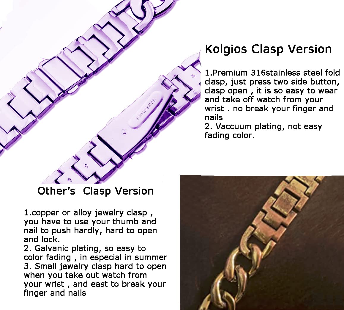Kolgios 38/40/41Mm Fog Purple Cool Women Chain Metal Smartwatch Bands Compatible For Apple Watch Series 9/8/7/6/Se Stylish Repla