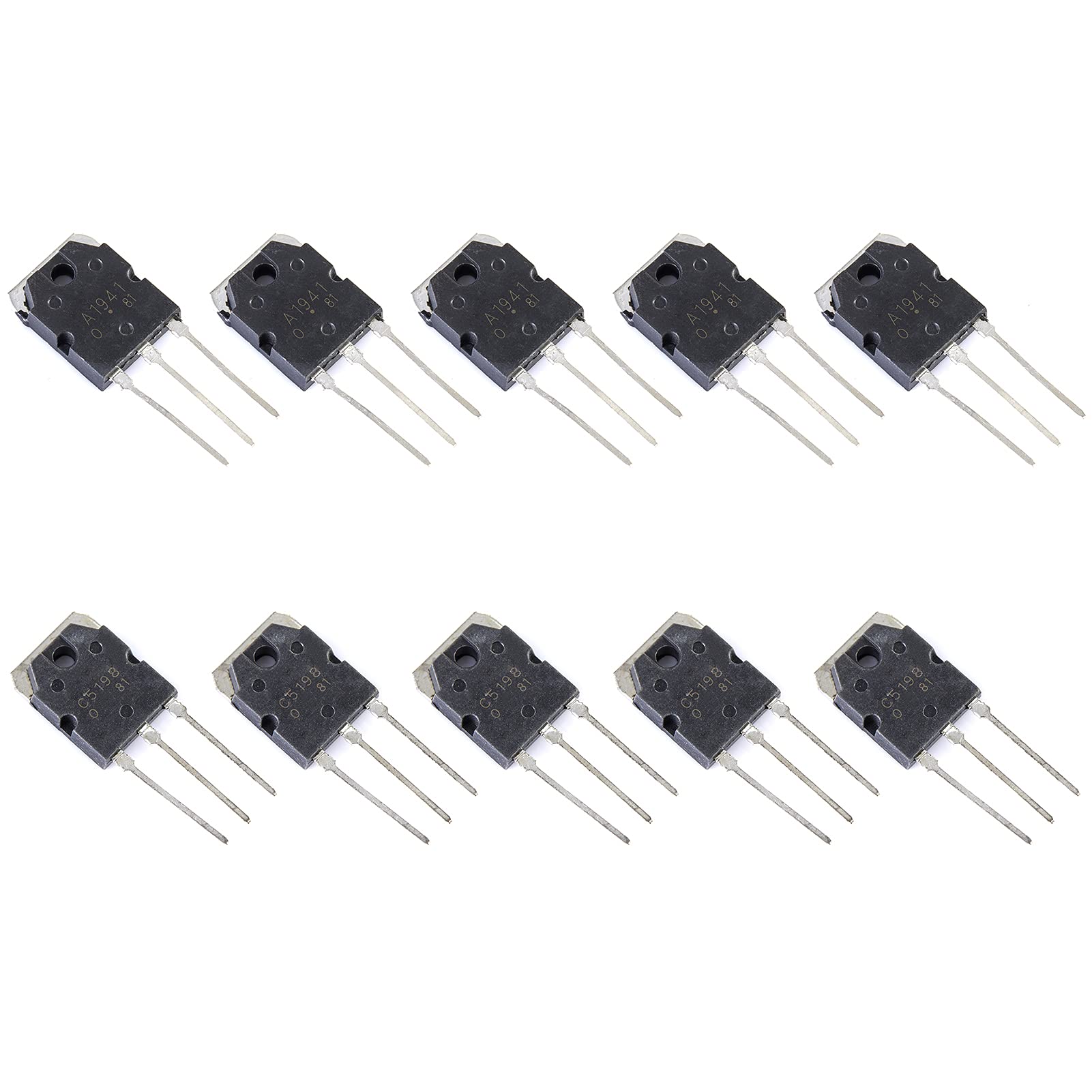 Bridgold 10Pcs(5Pcs 2Sc5198+5Pcs 2Sa1941) C5198 A1941 Power Amplifier Transistor 140V 10A,To 3P