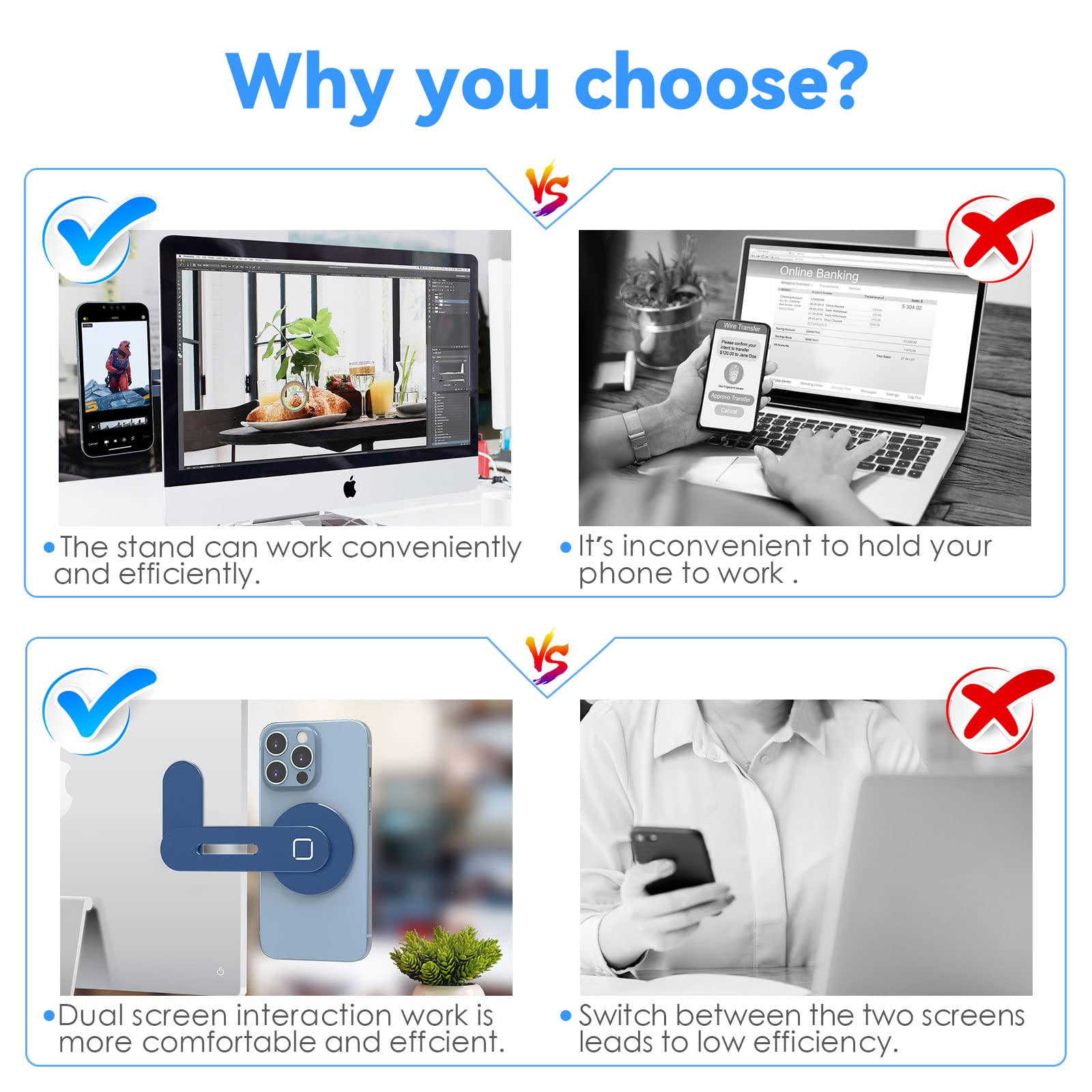 Cloudvalley Magnetic Phone Holder For Laptop Designed For Iphone 15/14/ 13/12 Magsafe, Adjustable Phone Monitor Side Mount, Slim