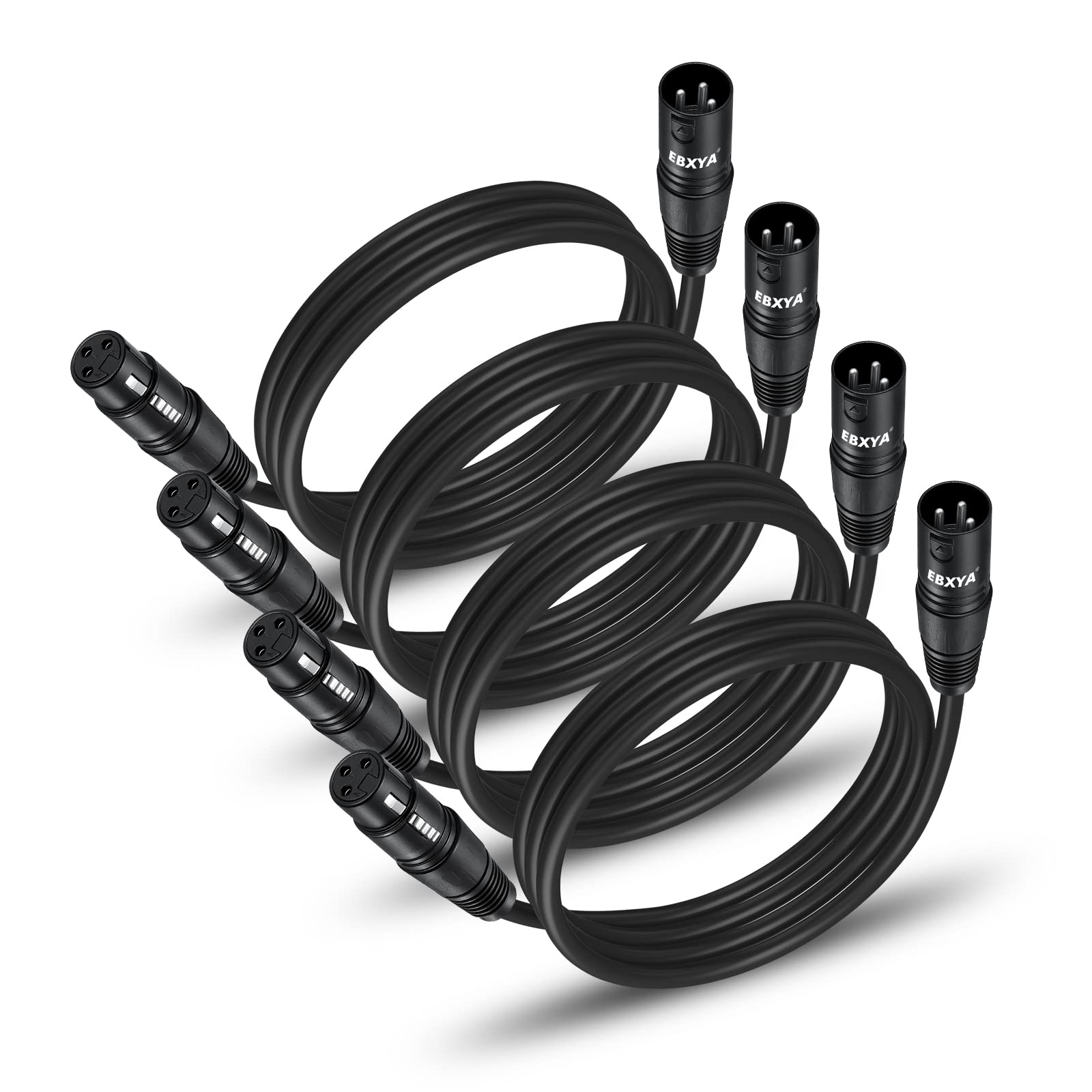 Ebxya Xlr Cable 3 Ft 4 Pack, Premium Xlr Male To Female Microphone Patch Cables 3 Pin Mic Cords Dmx512 Lighting Cable Compatible