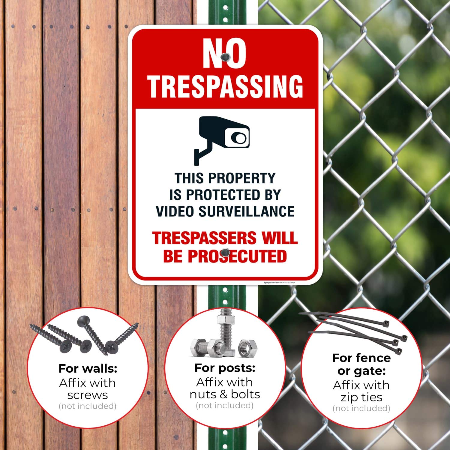 Sigo Signs Video Surveillance No Trespassing Sign, Cctv Security Camera, 18X24 Inches, Rust Free .063 Aluminum, Fade Resistant,