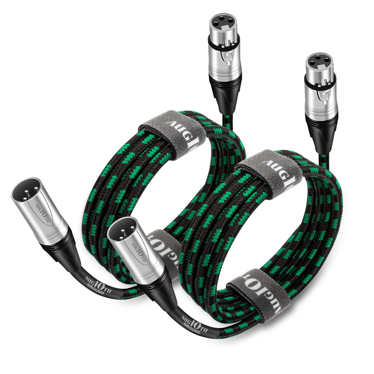 Augioth Xlr To Xlr Pro Mic Cable 6 Ft 2 Pack Male To Female Xlr Cable 3 Pin Green Balanced Shielded Microphone Cable For Amplifi