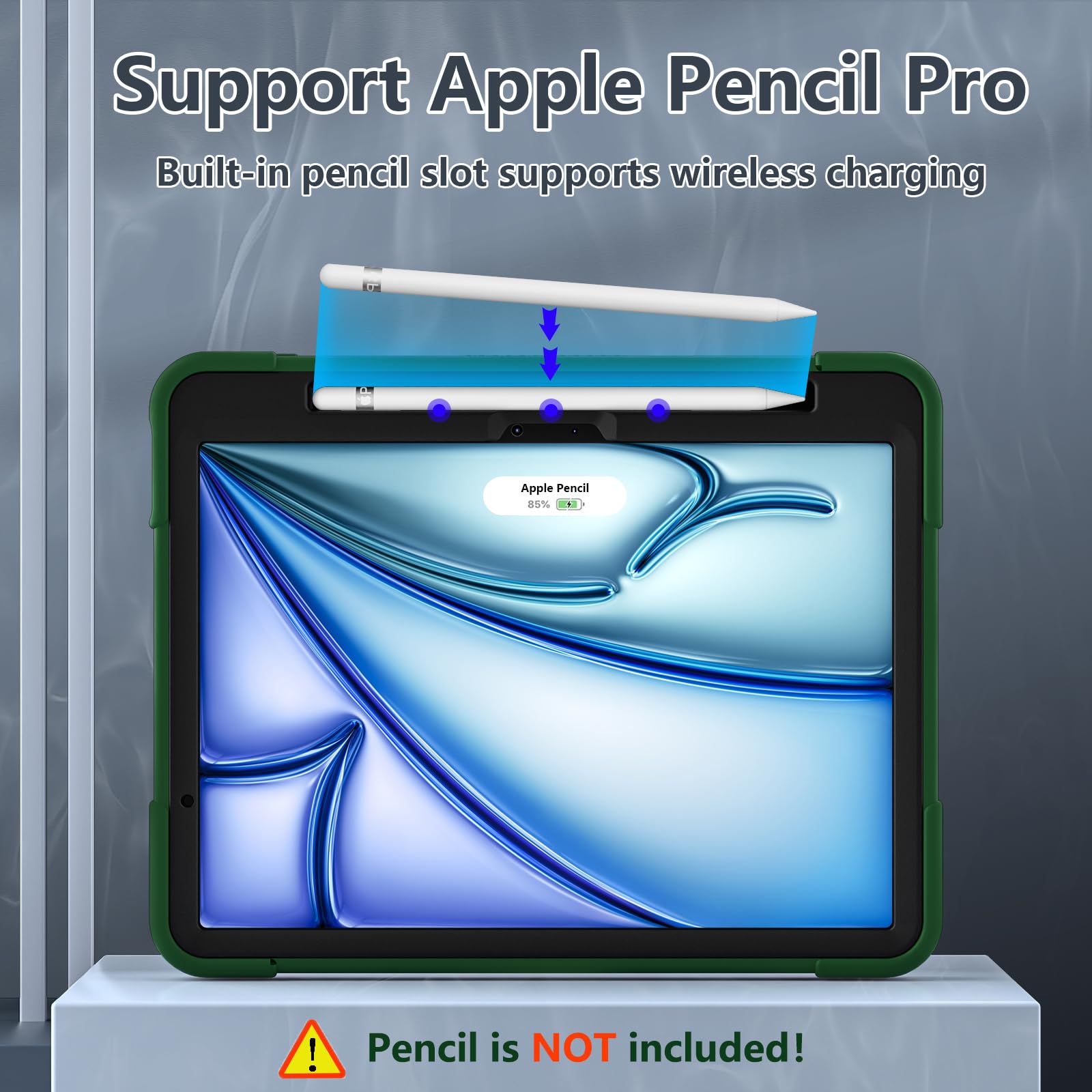 Tsqqst Case For Ipad Air 11 M2 2024 For Kids With Stylus Holder, Rugged Shockproof Stand Case Cover For Ipad Air 11 Inch 6Th Gen