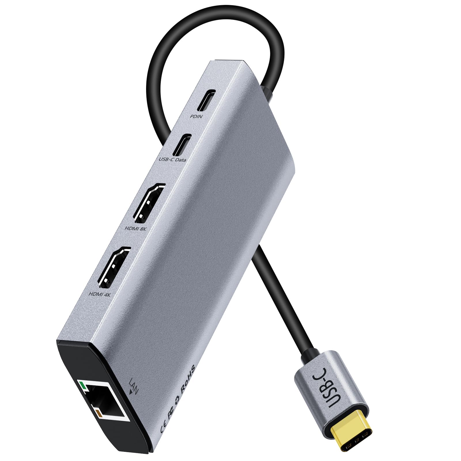USB C Laptop Docking Station Dual HDMI Monitor 10in1 Dongle TypeC Hub Dock