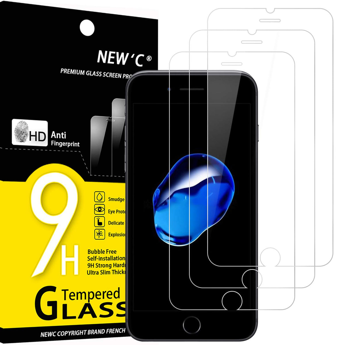 Newc 3 Pack] Designed For Iphone 7 Plus, Iphone 8 Plus (55) Screen Protector Tempered Glass, Case Friendly Ultra Resistant