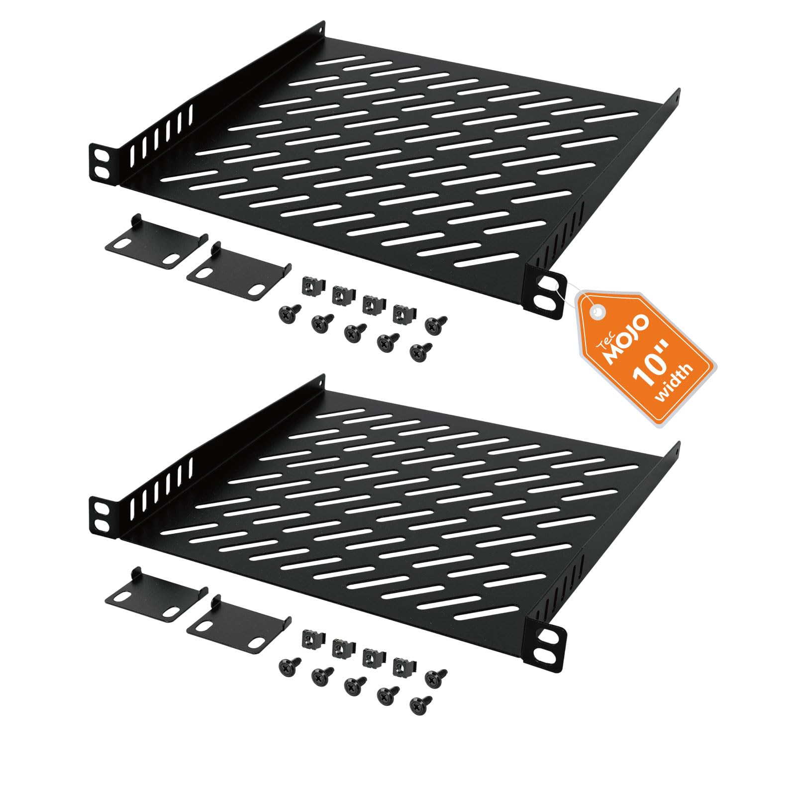 Tecmojo 2 Pack 0.5U Rack Mount Shelf for 10 Server Rack, 7.87 Deep Vented Cantilever Tray, Metal Shelf for Network Cabinet, Serv