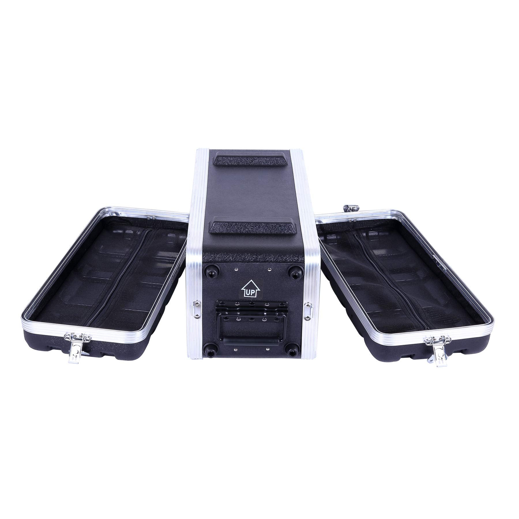 Crossrock Stackable 4U Rack Case, Shallow 14.25    Depth, Polyethylene Hard-Shell Construction With Heavy Duty Hardware-Black(Cr