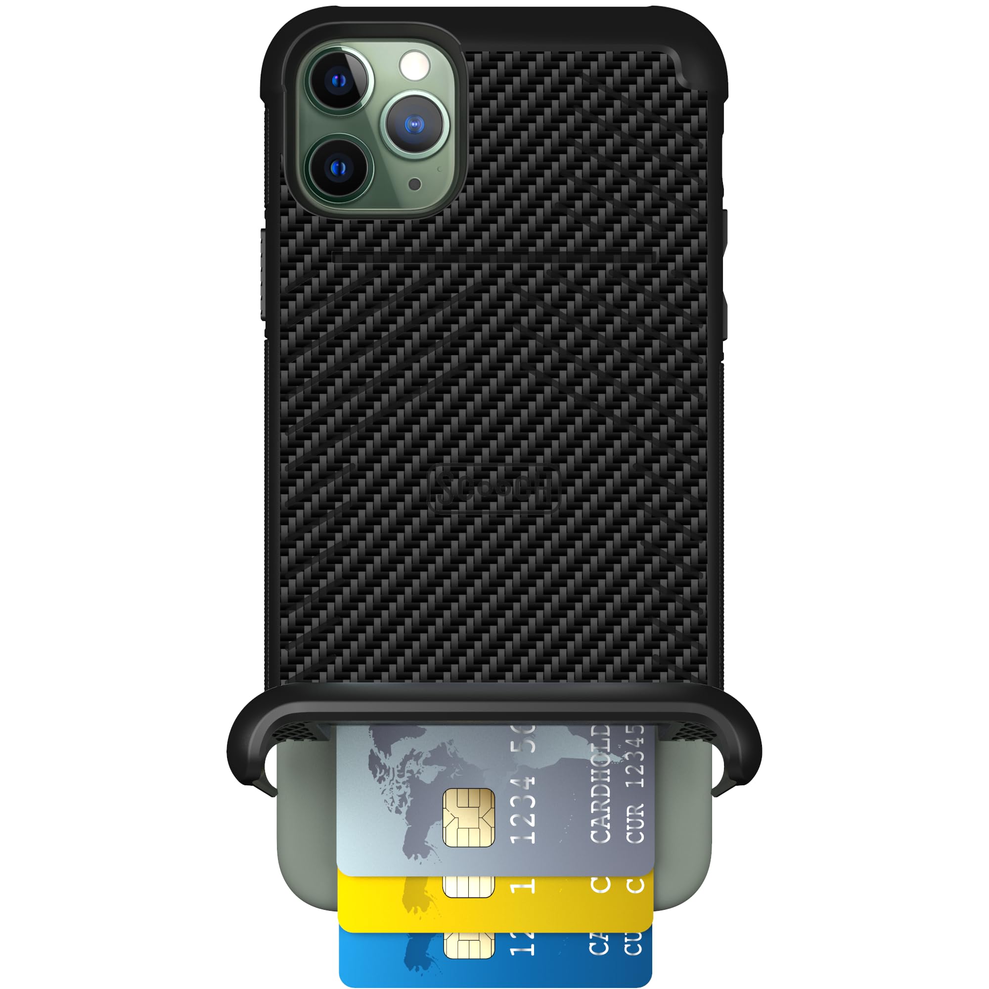 Scooch for iPhone 11 Pro Max Case with Card Holder, Wingmate Wallet Case with Hidden Card Slot and RFID Protection for 3 Cards, 