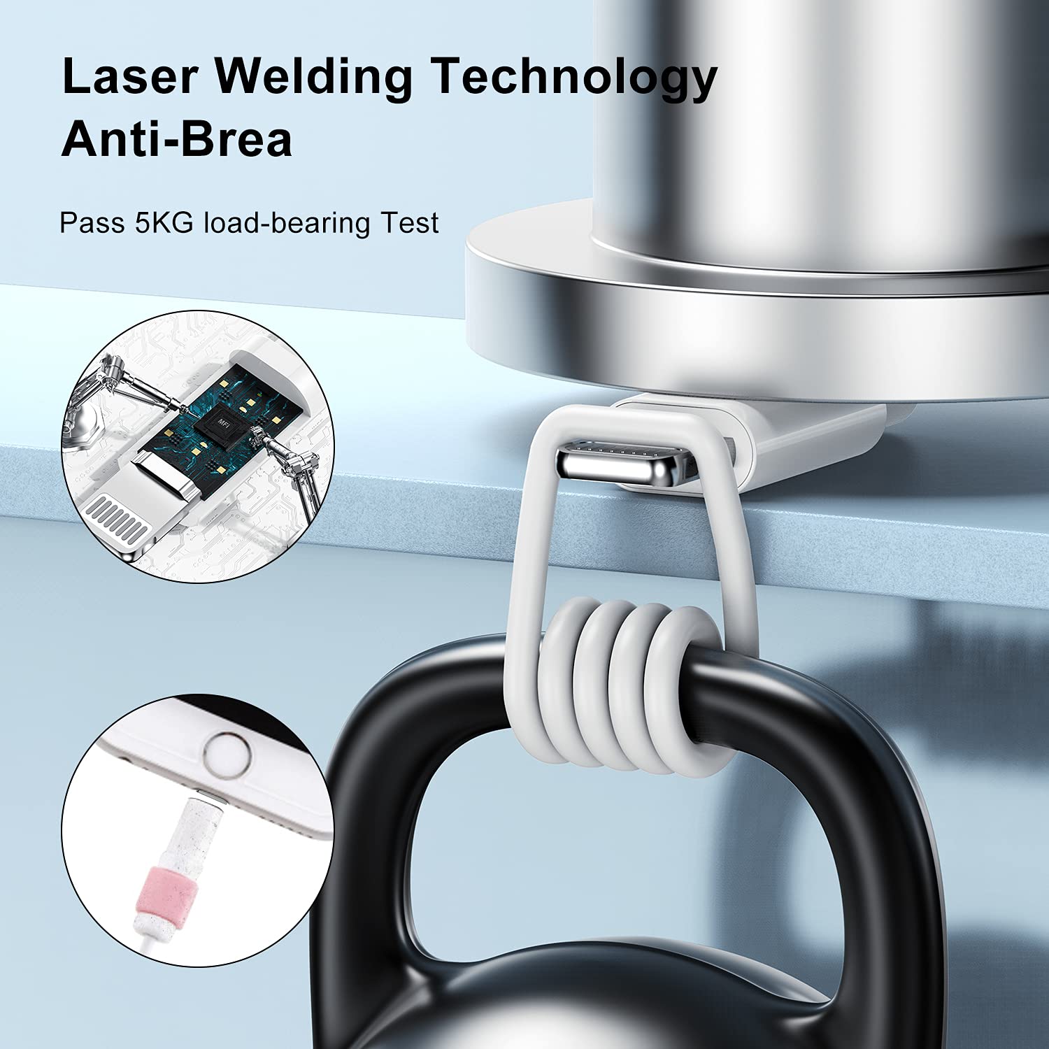 Pukerehab 10ft iPhone Charger - Apple Certified Lightning to USB Cable, White, Model 2, Compatible with iPhone 14/13/12/11/SE/iPad