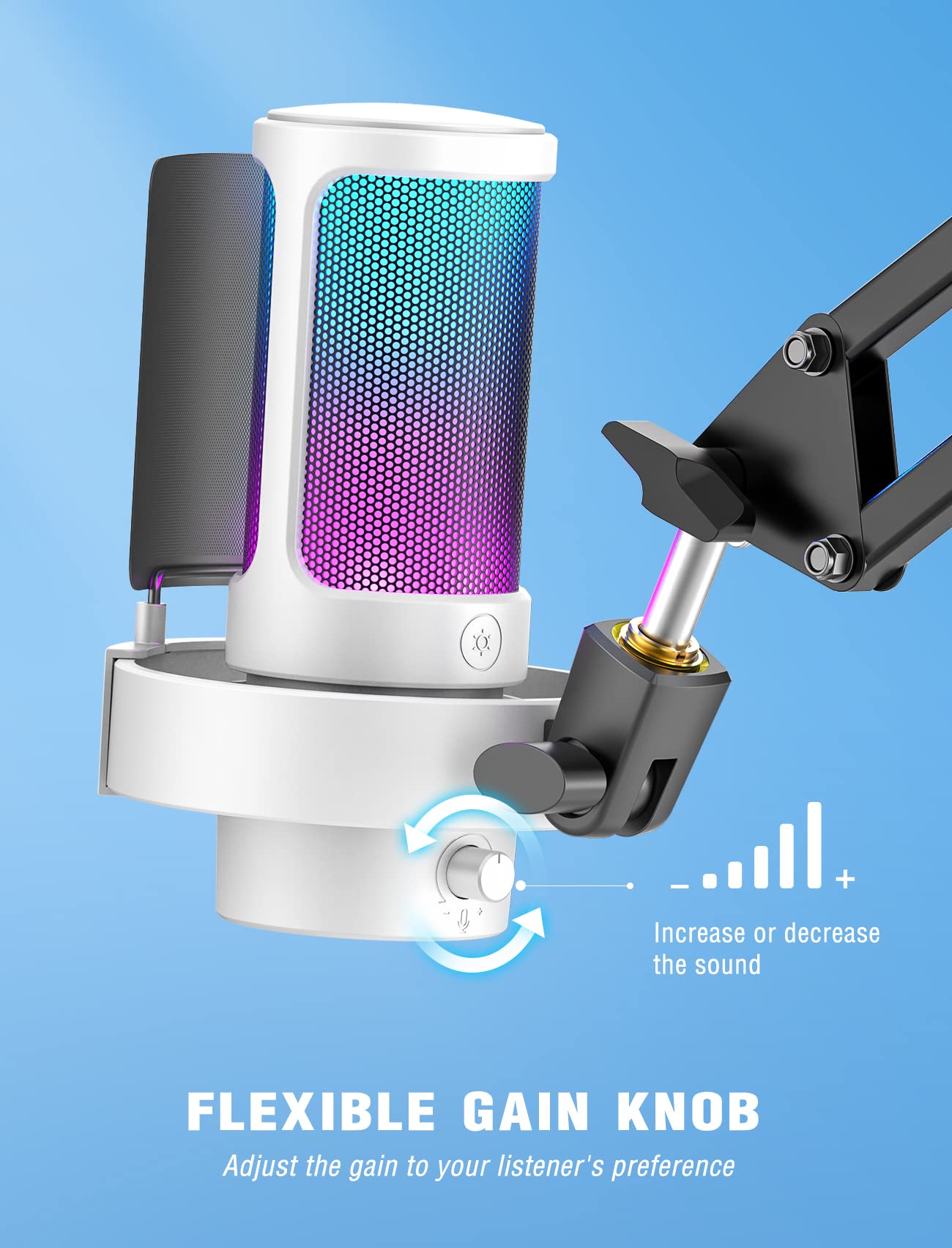 Fifine Gaming Usb Pc Computer Rgb Microphone For Live Streaming, Meeting, Podcasting, Video, Condenser Mic With Monitoring Headp